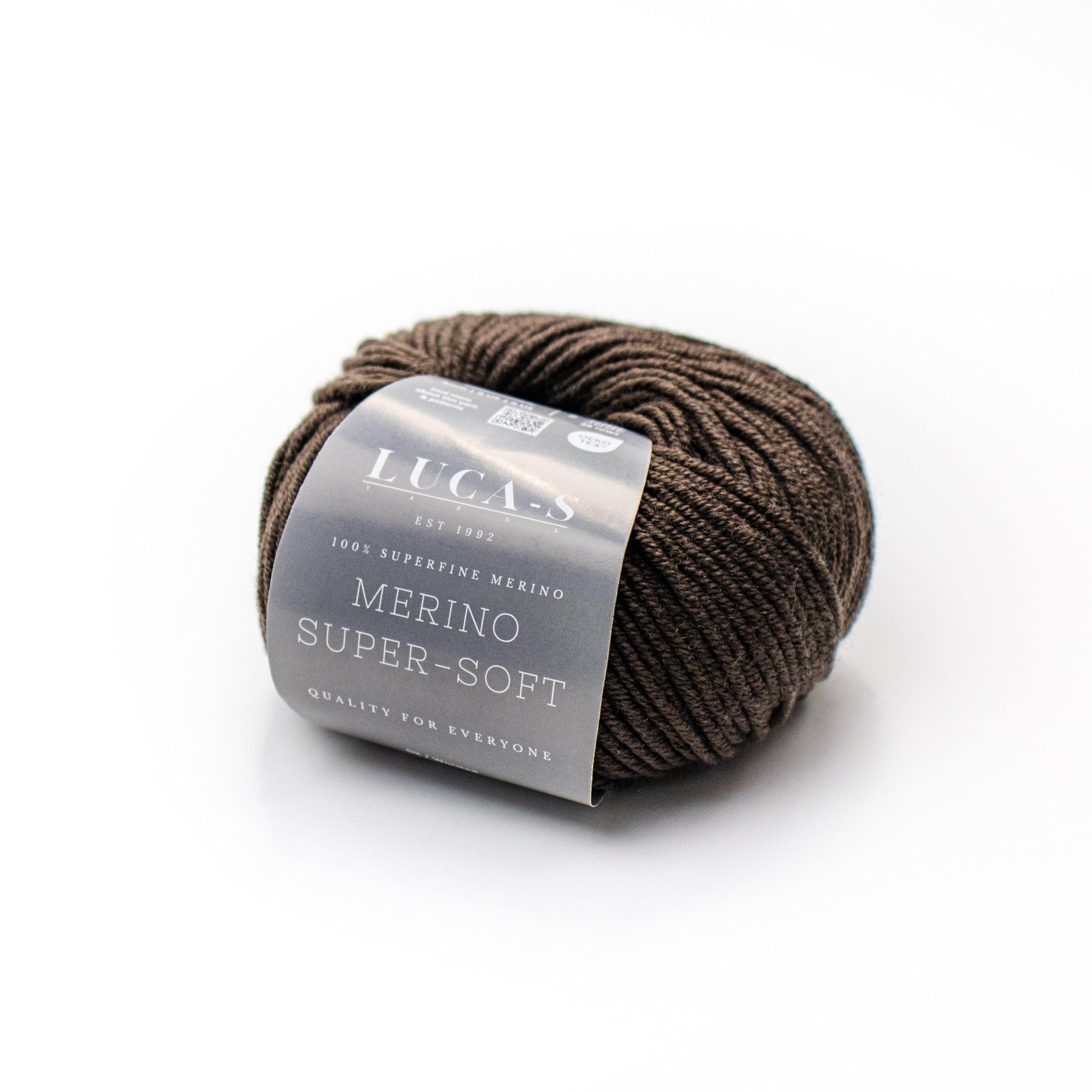 2PCs Superfine Merino DK Yarn for Knitting and Crocheting Super Soft Superwash 100% Merino Wool 50g Ball, Dark Brun (14), 2 Units