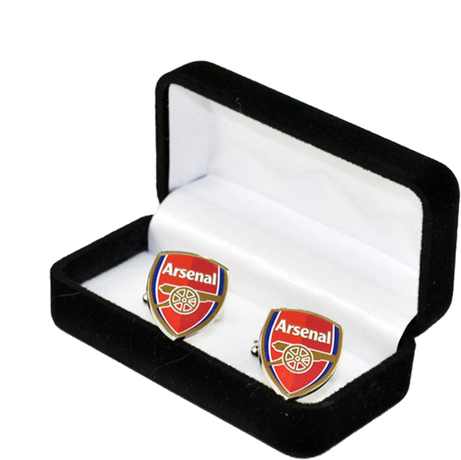Arsenal FC Official Soccer Crest Metal Cufflinks (One Size) (Silver/Red)