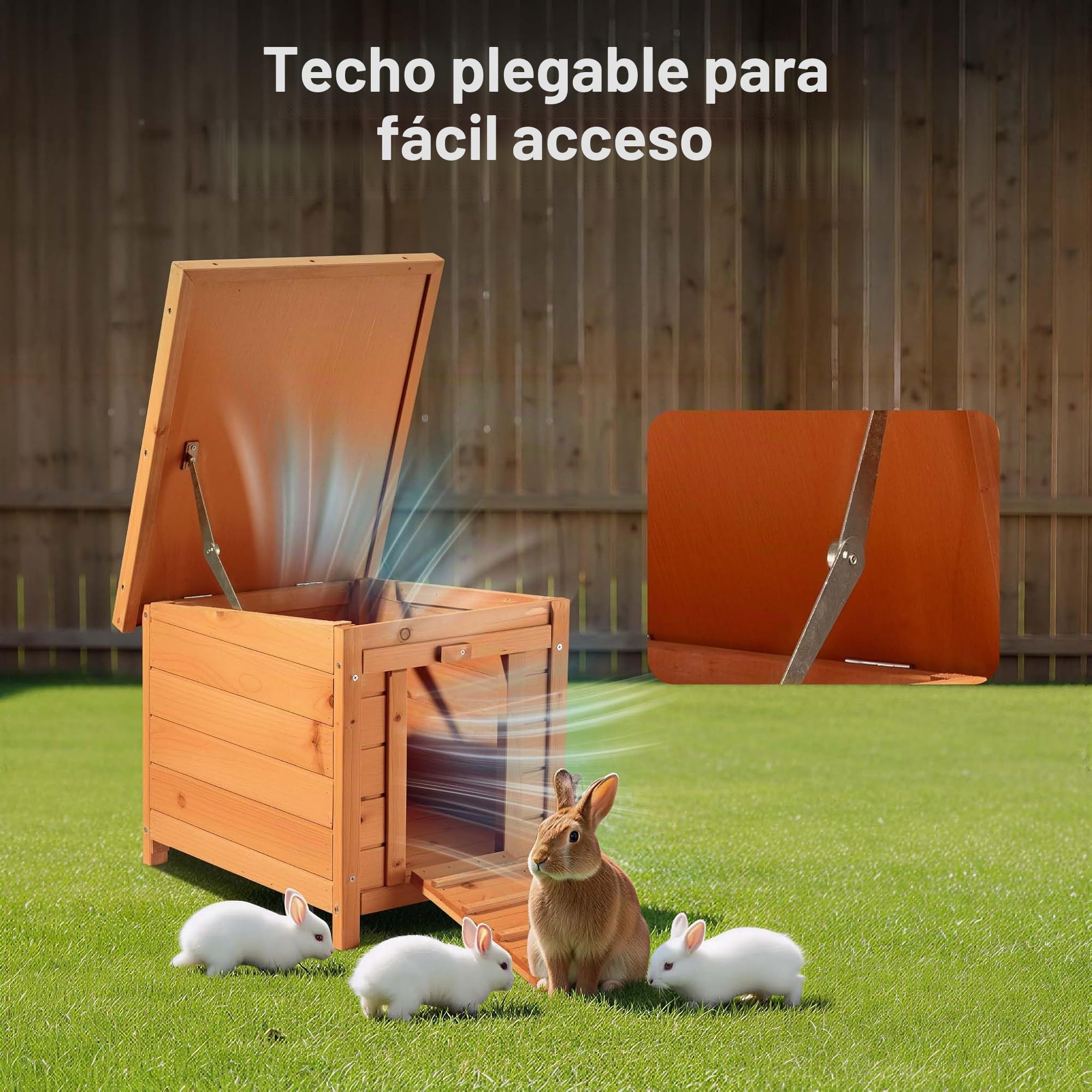 Wiltec Caseta para Gatos 420 x 515 x 430 mm de Madera de Abeto casa para Mascotas con tejado abatible Sellado con betún Refugio para jardín o balcón