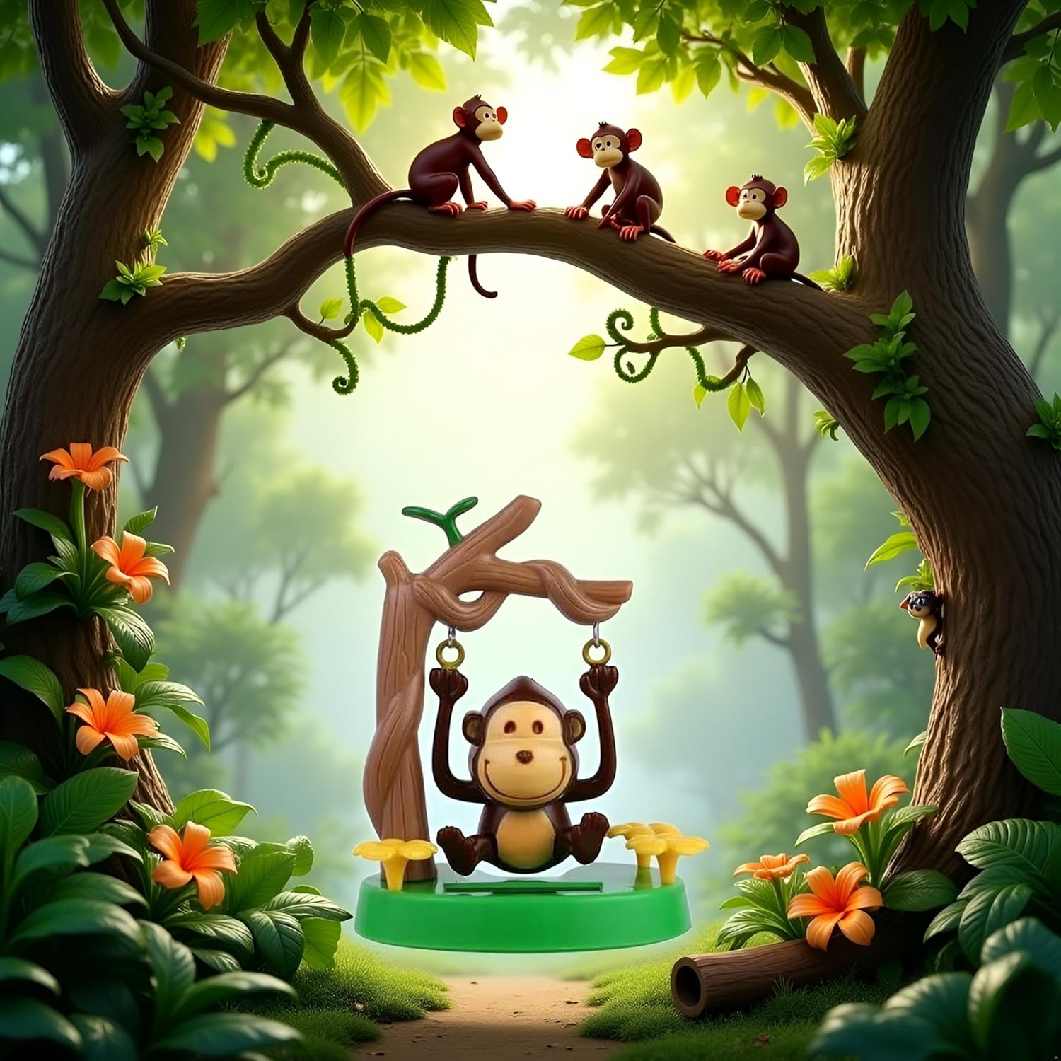 1Pc Green Solar Powered Dancing Animal Ornaments, Cute Solar Monkey Swinging Animated Bobble Dancer Ornaments, Solar Powered Car Dashboard Interior Decoration Dancing Ornaments Kits