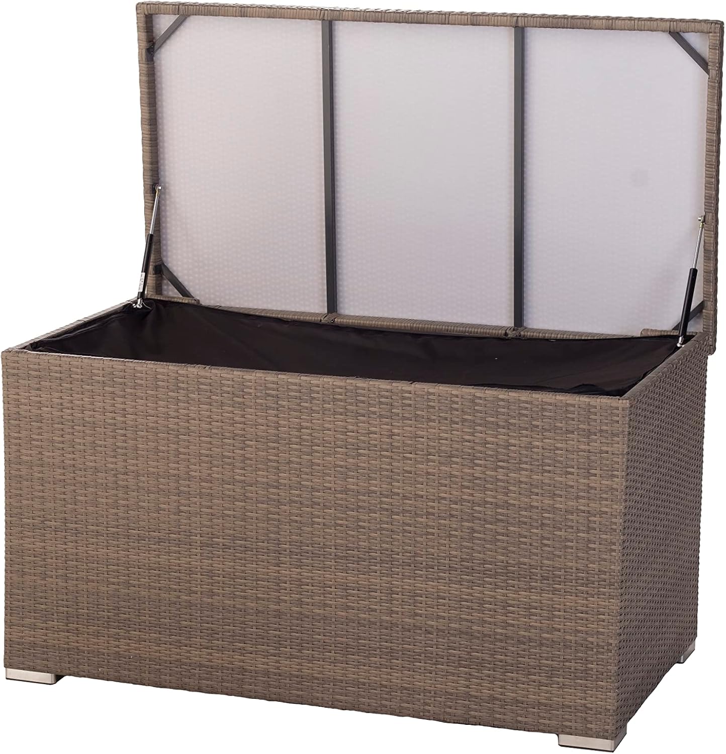 Alfresco Home 353-1619 Sicuro Large Wicker Cushion Storage w/Hydraulic lid Deck Box, Taupe