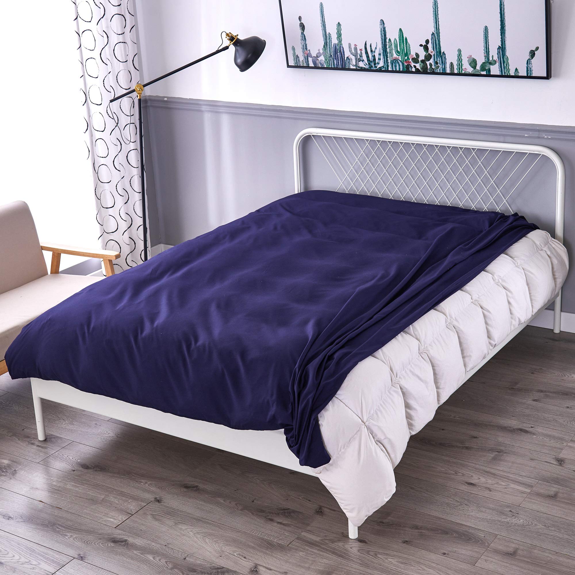 beaute ネイビー　 掛け布団カバー 210×210cm 掛布団カバー クイーンサイズ 約210×210cm ダニを通さない生地 高密度