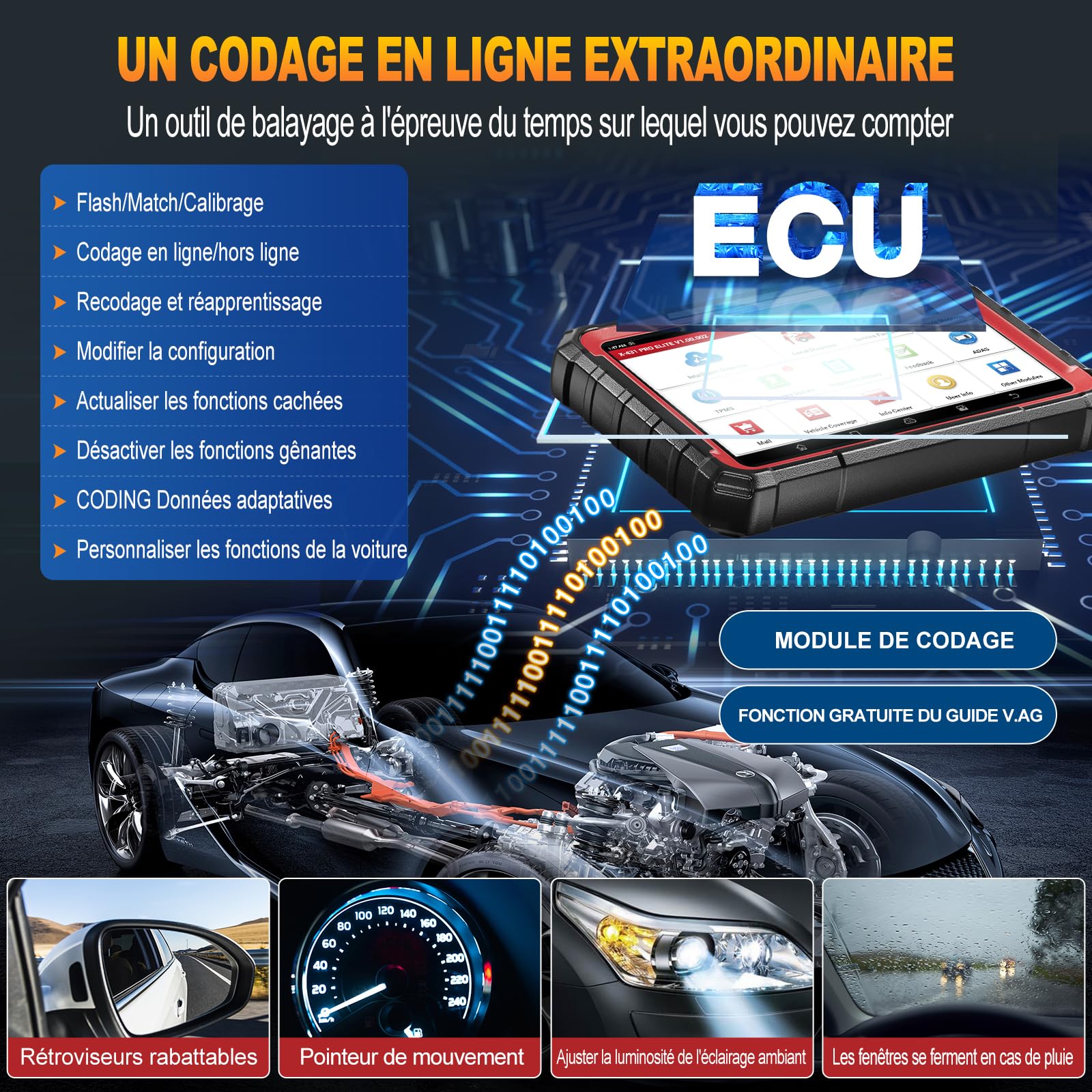 Launch X431 Pro Elite OBD2 Valise Diagnostic Auto, Bi-directionnel