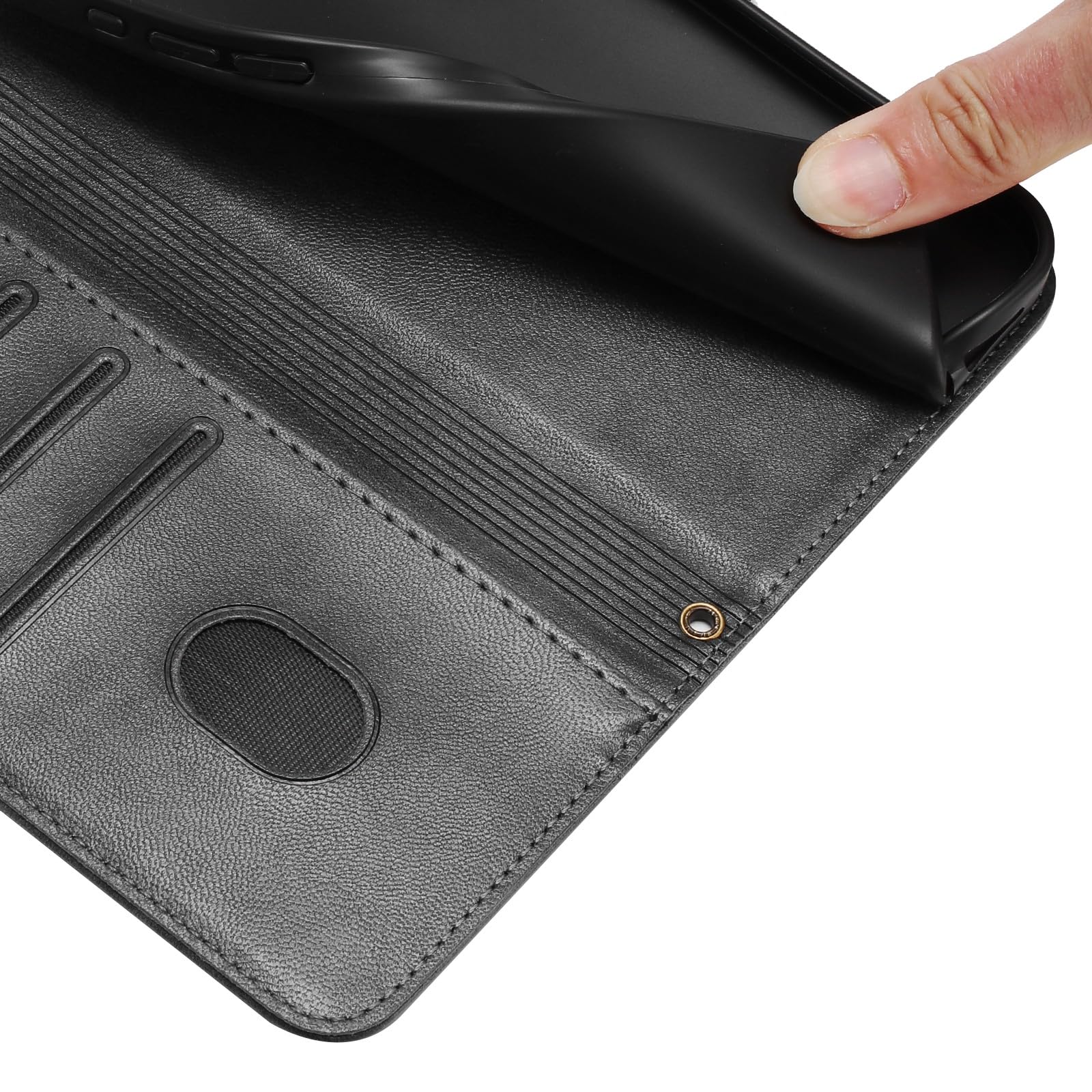 SONWO Cover Portafoglio Per Moto G Play 2021 | Custodia Flip In Pelle Con Supporto E Slot Carte (Nero) - 2