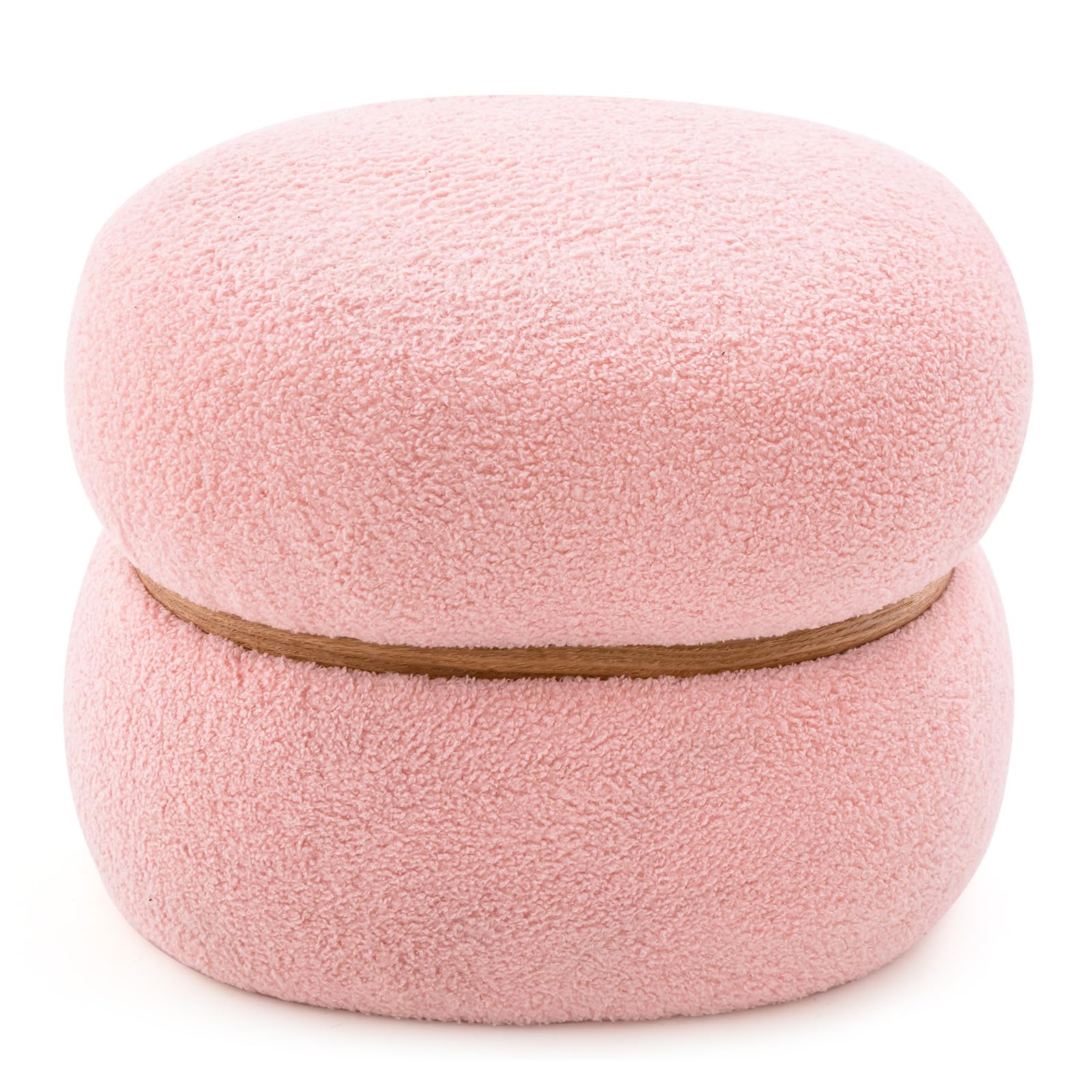 RELAX4LIFE Taburete Acolchado de Terciopelo Ovalado, Taburete de Maquillaje con Almohadillas Antideslizantes, reposapiés otomano para Dormitorio, salón, Entrada, 44x35x35cm, Carga 300 kg, Rosa