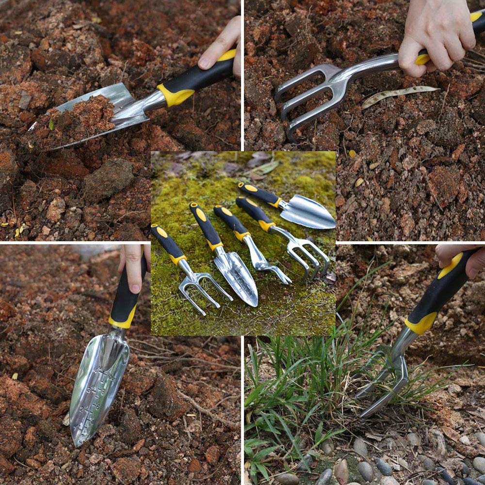 Juego de Herramientas de jardín de 5 Piezas Herramientas de jardinería, Jardín Césped Tierras de Cultivo Trasplante Jardinería Bonsai ToolSuitable para Amantes del jardín