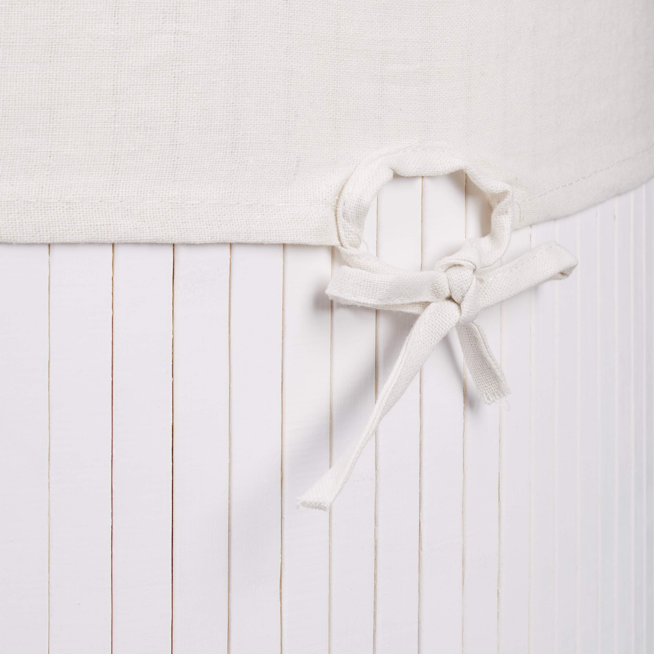 Relaxdays Cesto Ropa Sucia Esquinero, Cubo Colada Plegable con Tapa, Canasta, Bambú, 65 x 49,5 x 37 cm, Color Blanco