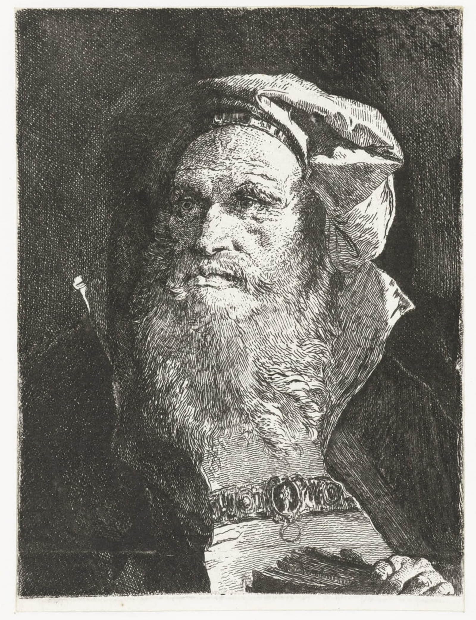 SERENDIPITP Vintage Picture Print on Canvas Wall Art Poster Old Man with Beard and Book by Domenico Tiepolo Artwork Print Poster for Wall Decor 60x90cm