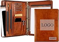 Vista 11 de Cartera de cuero personalizada, carpeta vintage grabada, carpeta de 3 anillas, padfolio personalizado hecho a mano para mujeres y hombres, caqui