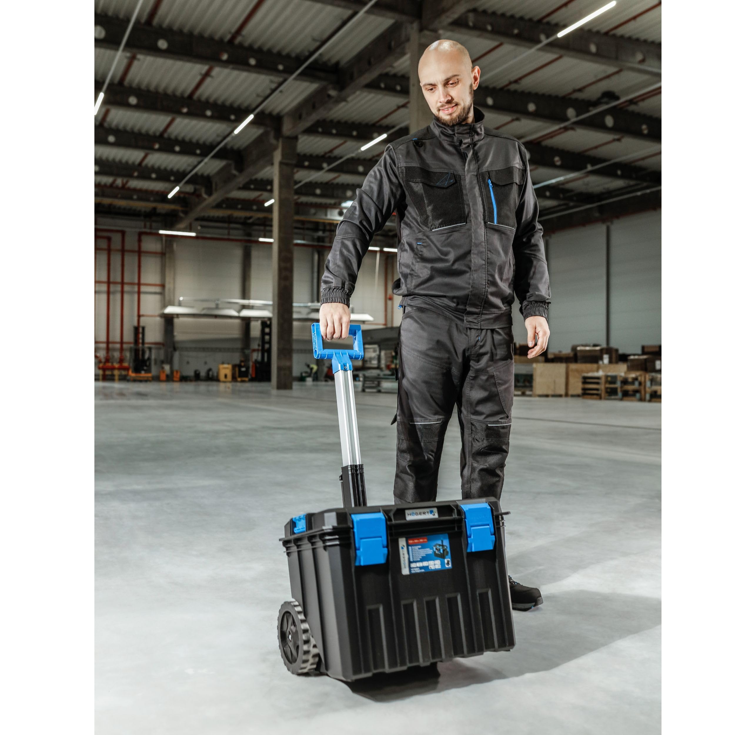 Högert Technik - Skrzynka narzędziowa na kółkach, nośność do 50 kg, praktyczna i pojemna, odporna na uszkodzenia, pyłoszczelna, wytrzymałe zapięcia ABS, modułowa konstrukcja - HT7G501