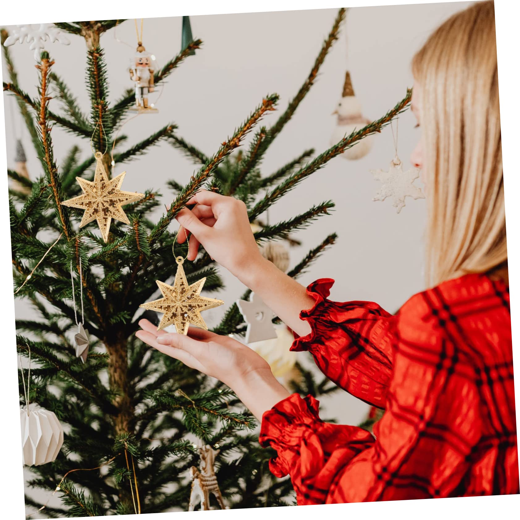Cabilock 5 Set Ciondolo Stella Dorata Decorazione Superiore Dell'albero Di Natale Pendenti Dell'albero Di Natale D'oro Pendenti Natalizi Ciondolo Natalizio Decorazioni Natalizie 6 Pezzi * 5