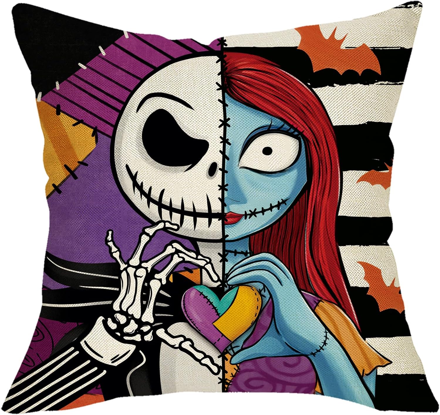 Pycat Halloween Decorative Throw Pillow Cover 18 x 18, Bat Porch Outdoor