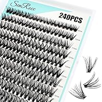 Vista 1 de Extensiones de racimos de pestañas, 240 unidades, extensiones de pestañas largas individuales 40D, aspecto natural, pestañas de imitación de visón