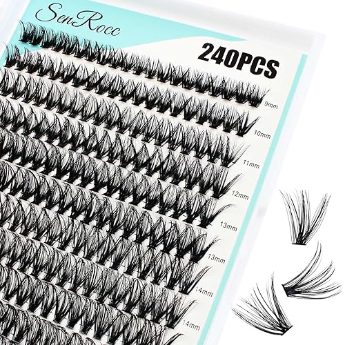 Miniatura 8 de Extensiones de pestañas en racimo para colocar en casa, 240 unidades, rizo D 20D, bandeja mixta, extensiones de racimos de pestañas de visón