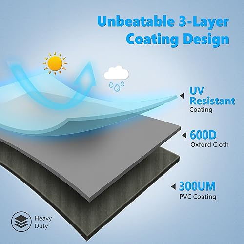 Miniatura 6 de HomWanna Cubierta para parrilla de 60 pulgadas  Cubierta superior para barbacoa Weber Genesis serie 300  Cubierta de barbacoa al aire libre 600D