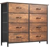 YITAHOME 8 Drawers Fabric Dresser&comma; Furniture Storage Tower Cabinet&comma; Organizer for Bedroom&comma; Living Room&comma; Hallway&comma; Closet&comma; Sturdy Steel Frame&comma; Wooden Top&comma; Easy-to-Pull Fabric Bins
