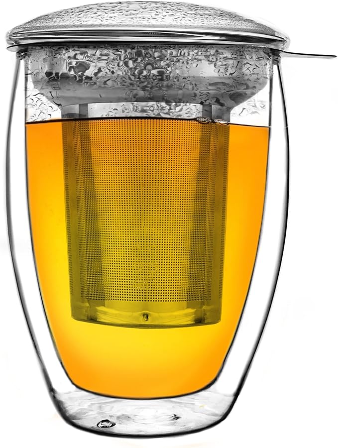 Creano Double Walled Tea Glass with Stainless Steel Filter