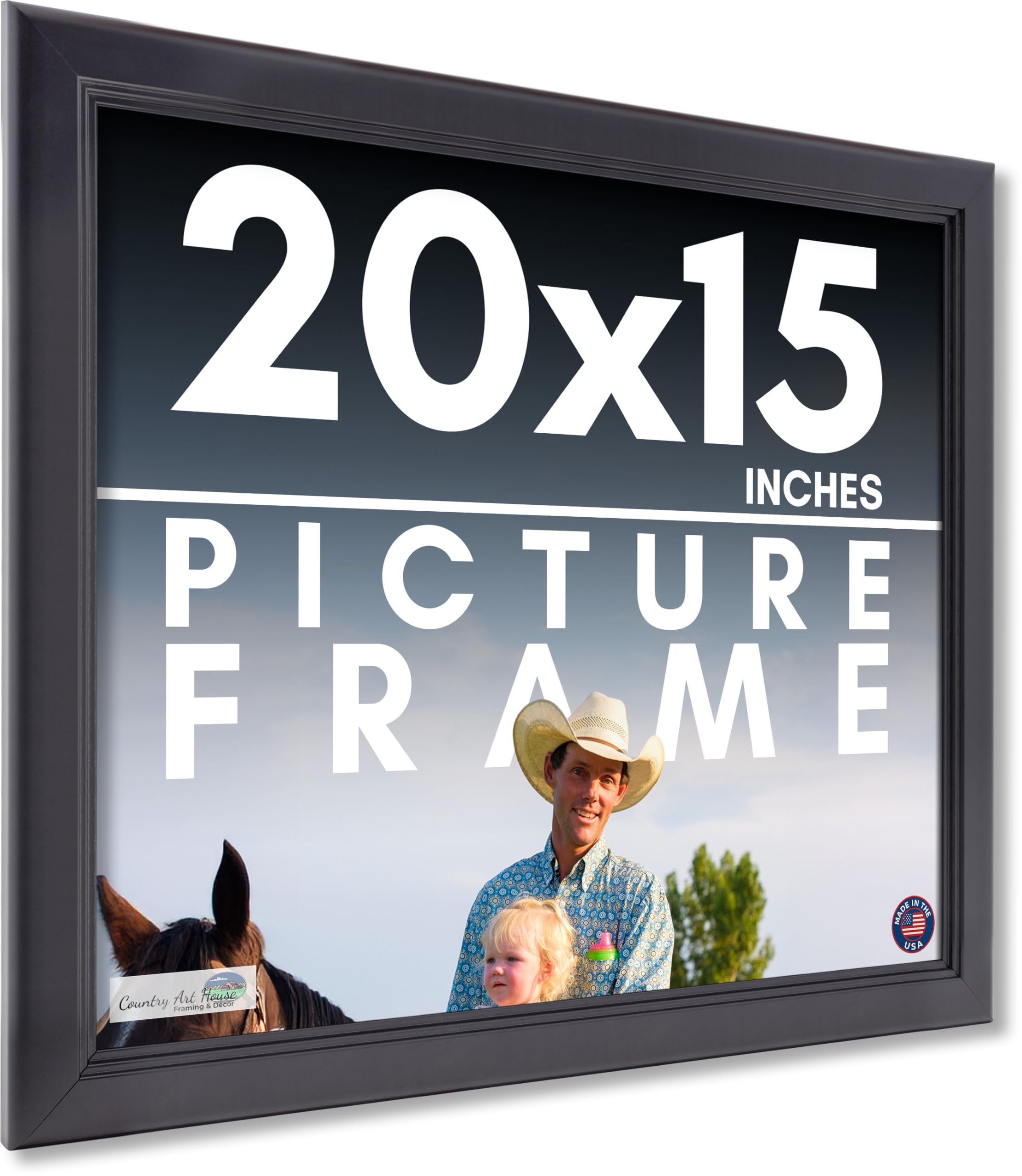 Amazon.com - CountryArtHouse 20x15 Frame Black Solid Wood Picture