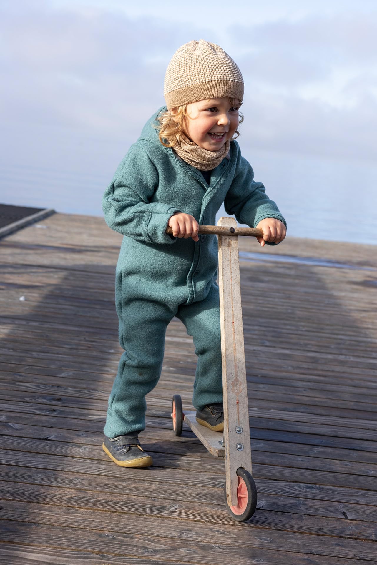 Disana WALK-OVERALL Baby & Bambini – 100% Bio Merino, lana walk – traspirante e piacevolmente caldo – unisex, taglia 50 – 104 – sostenibile & equo – con polsini – Made in Germany