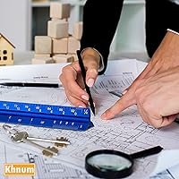 Vista 7 de Juego de reglas de escala arquitectónica e ingeniería de 12 pulgadas (imperial) Herramienta de dibujo triangular de aluminio con grabado láser