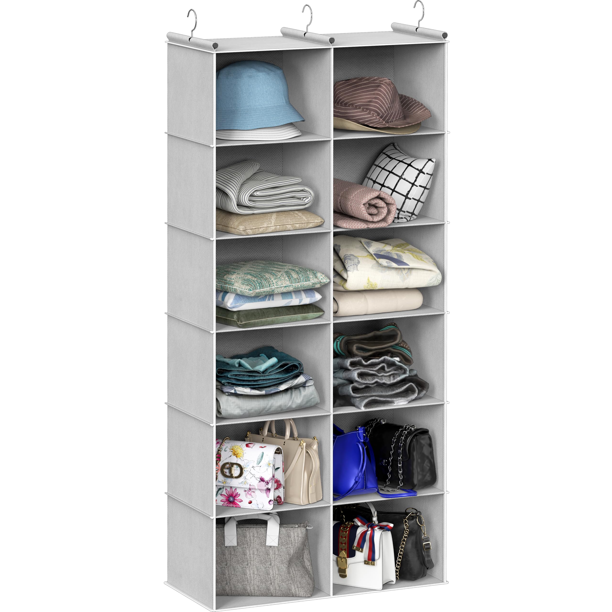 Simple Houseware 6 Shelf Double-Wide Hanging Closet Organizer, Gray