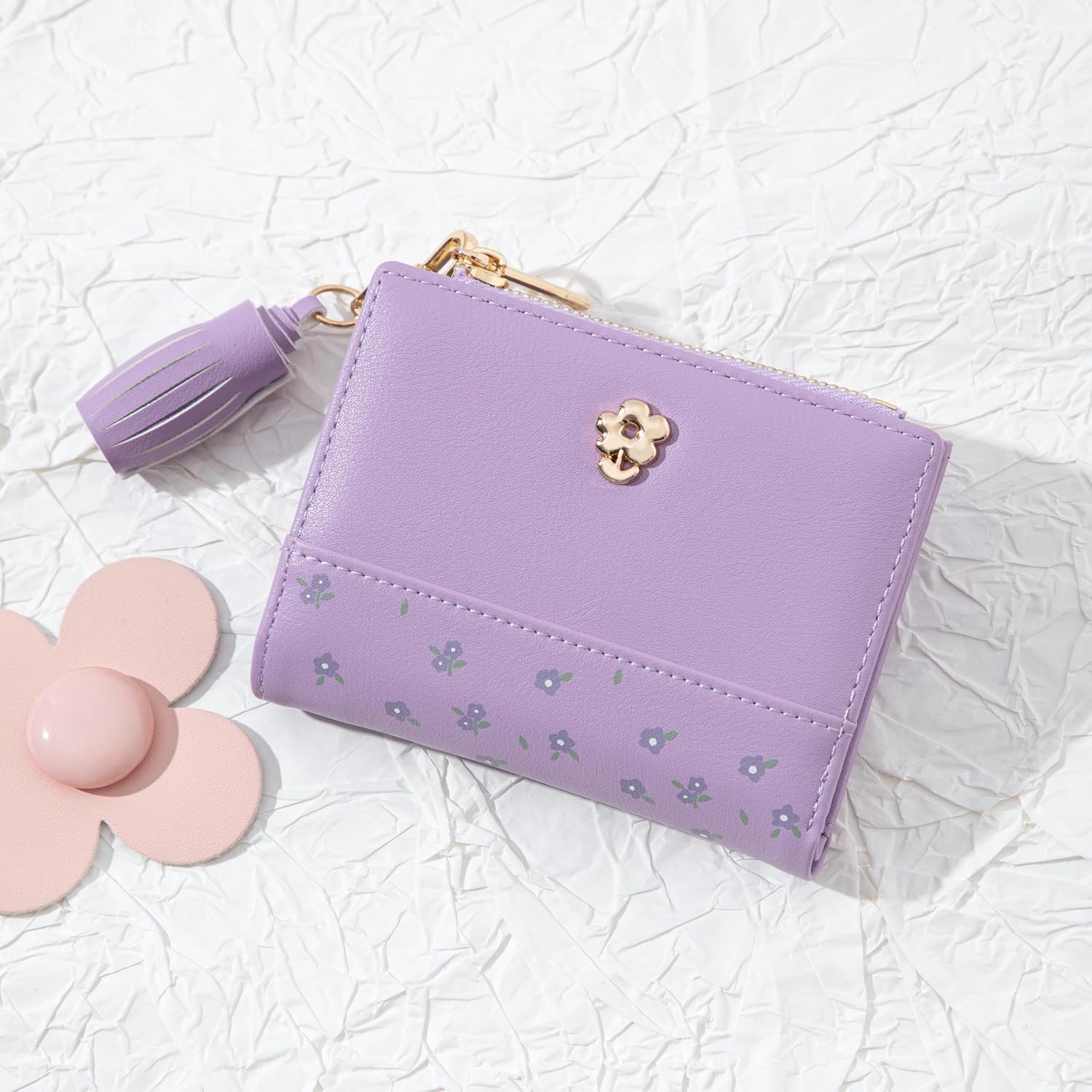 Fashion Wallets Girls Bifold Wallet, Purple, Cute Small Card Holder