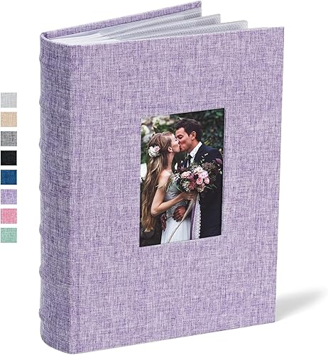 Miniatura 14 de Álbum de fotos Vienrose 10x15 cm con 50 bolsillos, cubierta de lino con áreas de notas, libro de fotos mini, libro de fotos con inserción para boda