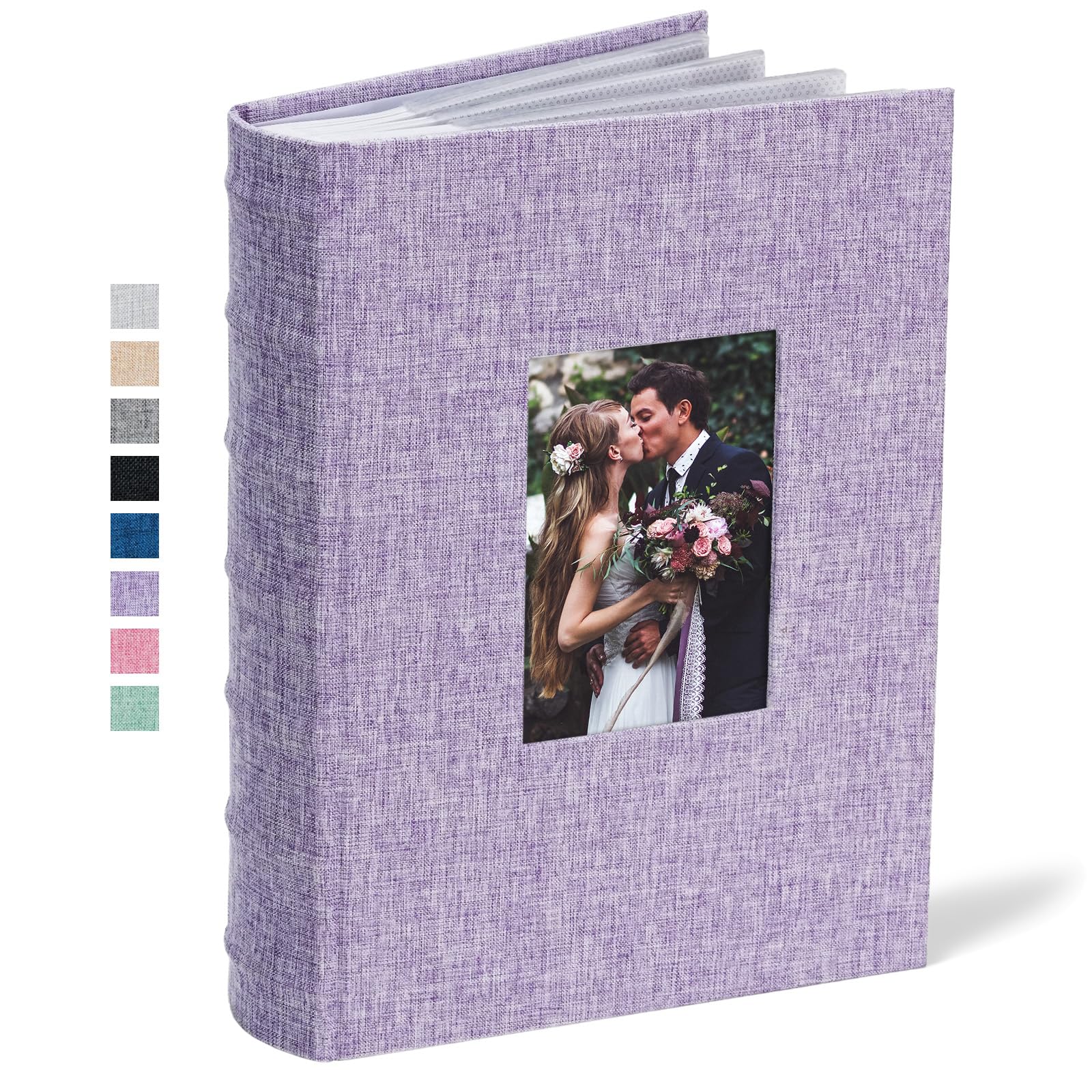 Vienrose Purple Photo Albums 6X4 (15X10 Cm) 300 Pockets Linen Cover With Memo Spaces Photobook Large Capacity Pictures Album Memory Book For Wedding, Family, Baby, Holidays, Special Occasions,