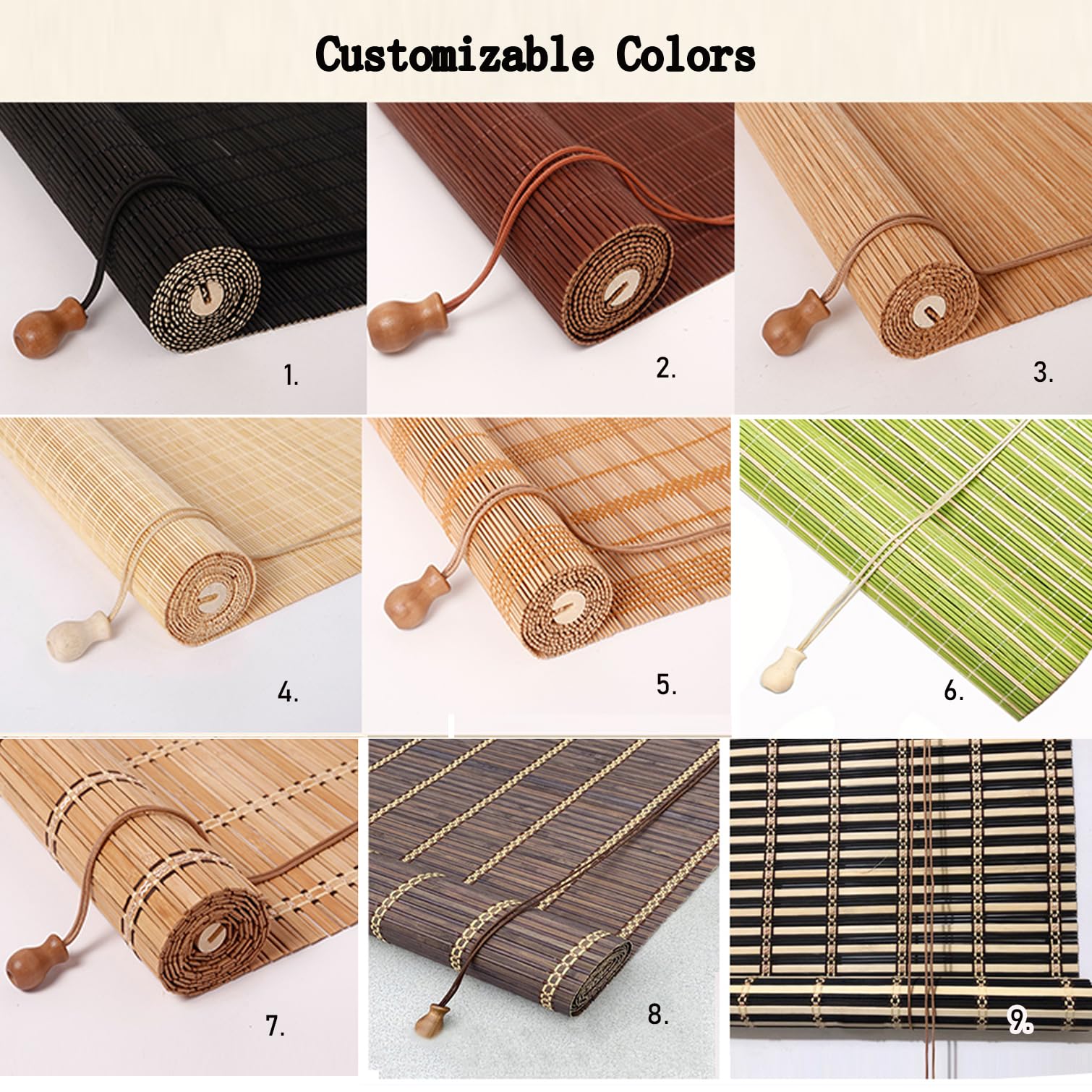 NIANXINN Store Enrouleur Occultant en Bambou,Rideau en Bambou Naturel,Store de Fenêtre Suspendu Filtrant la Lumière,Rouleau en Bois pour Intérieur/Extérieur,Largeur x Hauteur (60cm x 240cm)