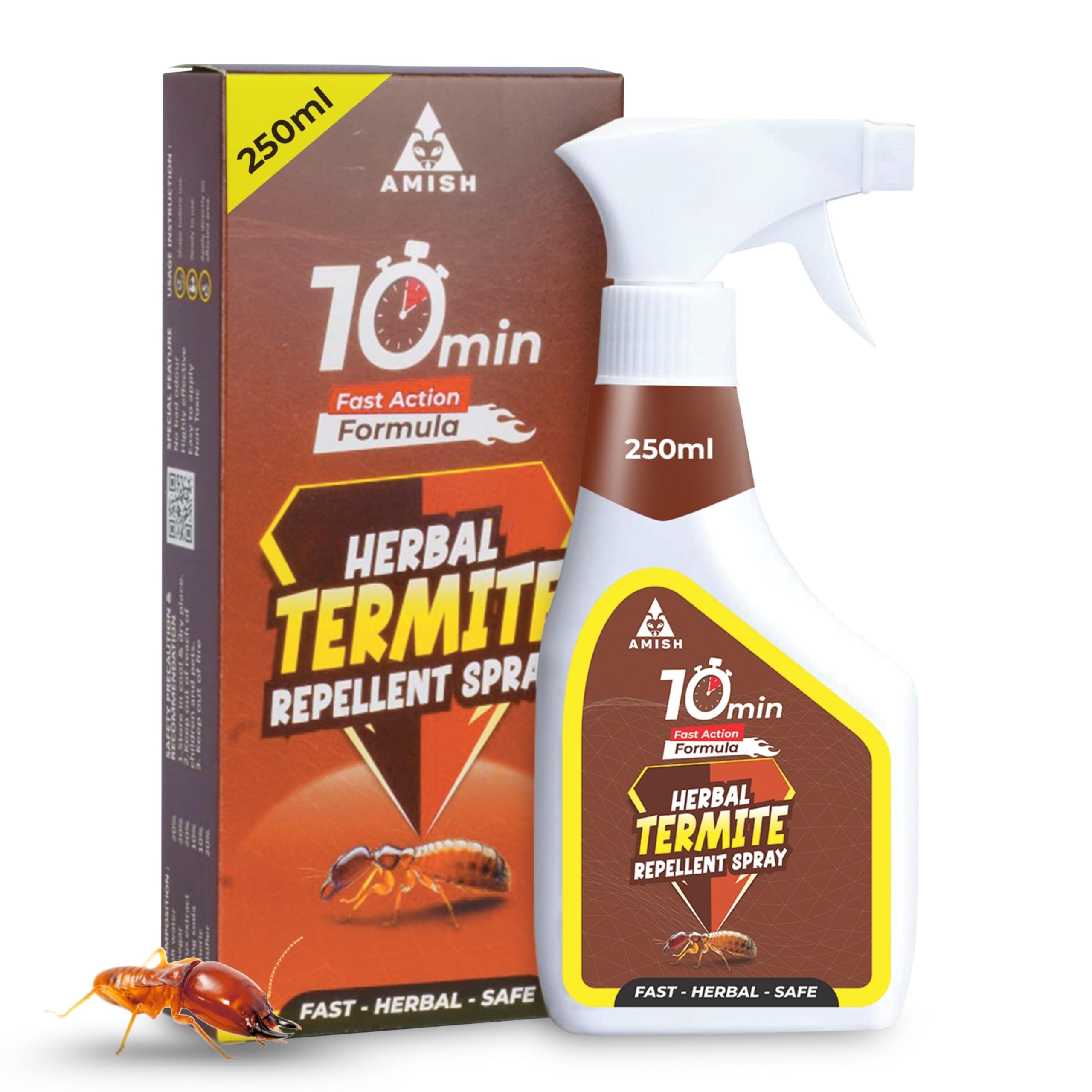 Amish Herbal Termite Spray 250 ml|10 Minutes Formula |Removes Entire Termite colony|Powerful 100% Organic No Chemical Termite Repellent Spray for Home Long Lasting Protection Instant Action-image-2