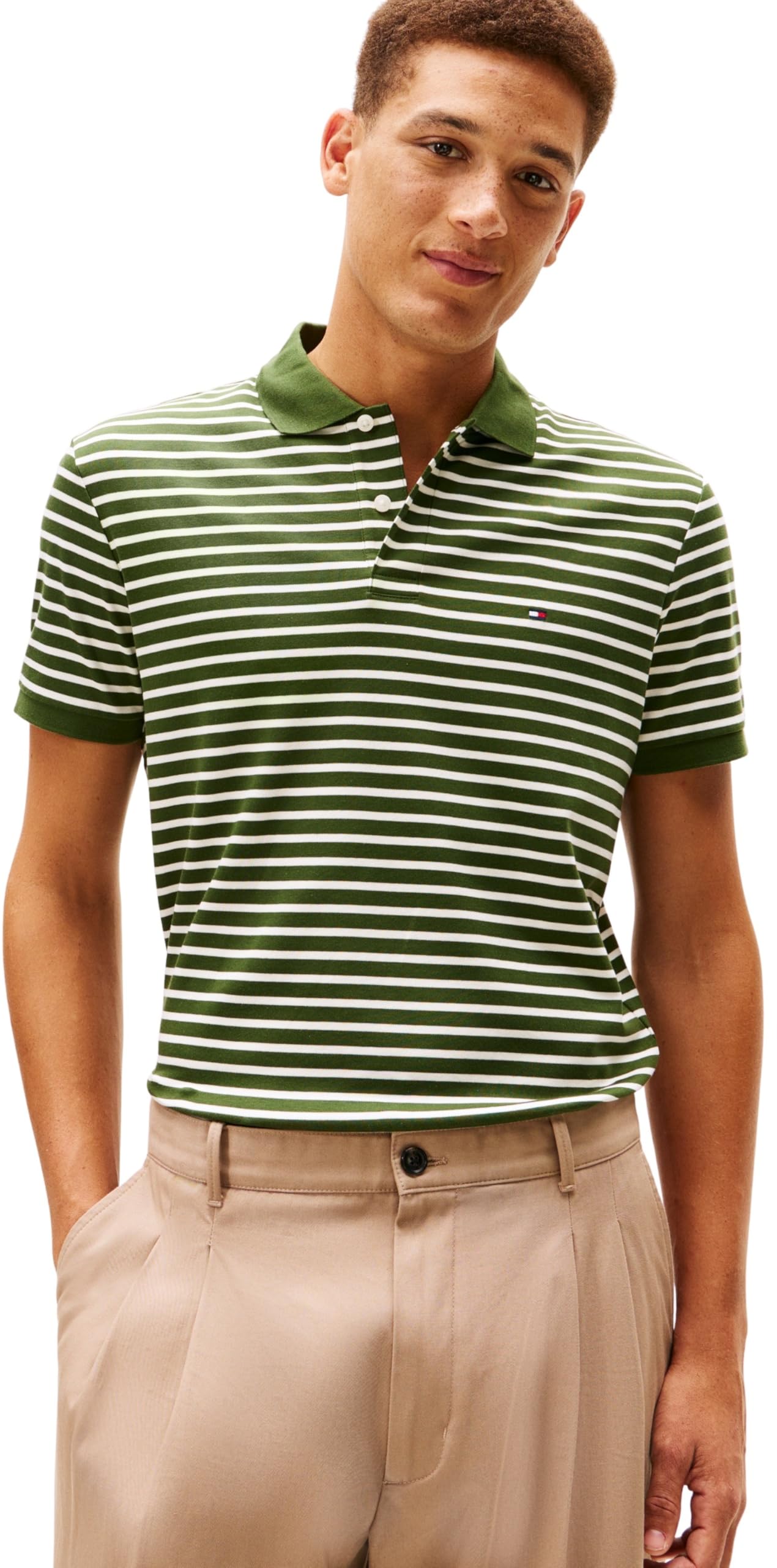 Tommy Hilfiger Men Liquid Cotton REG Seasonal Polo MW0MW39994 S/S Polo, Green, S