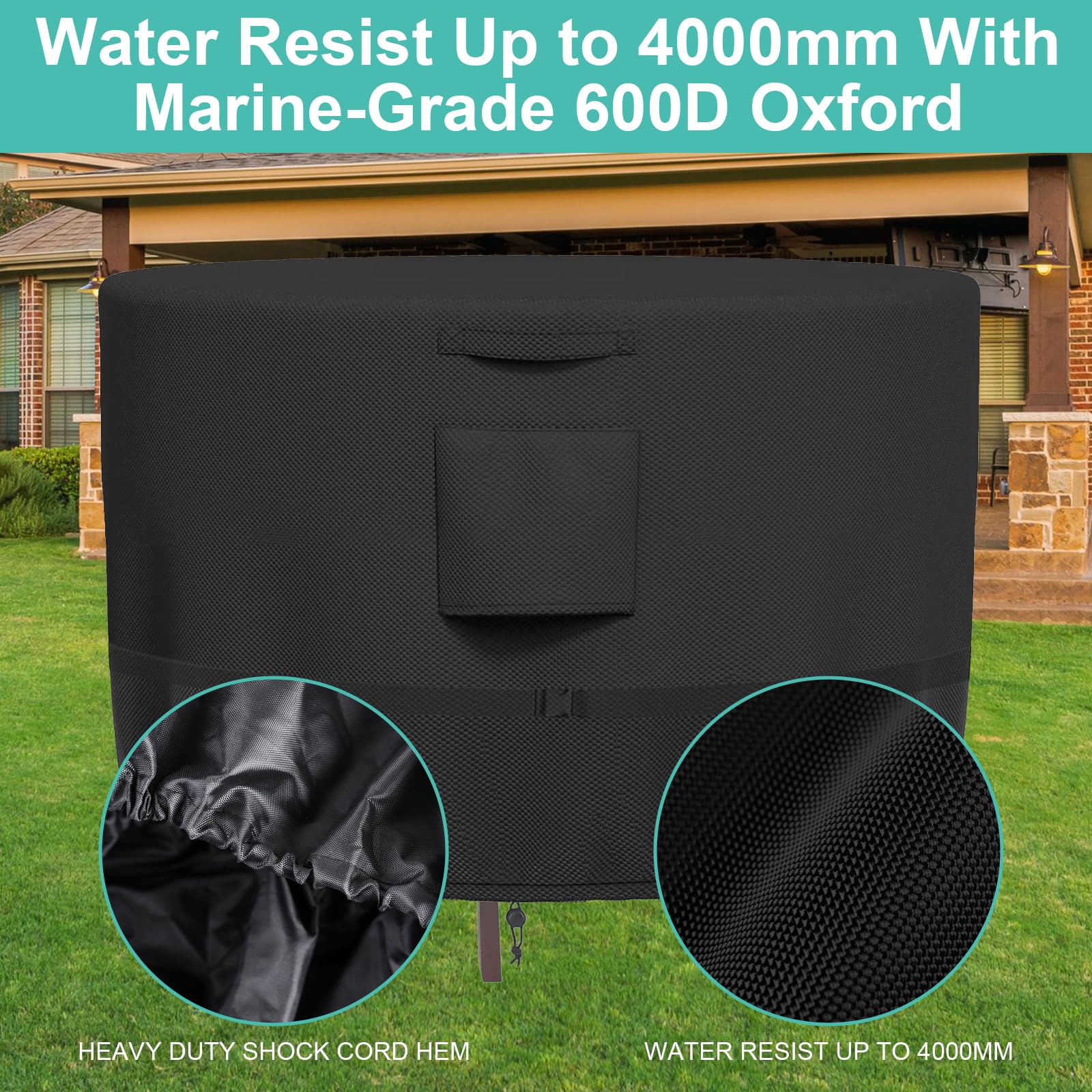 Copertura Per Tavolo Da Giardino Rotondo Ø150cm - Tessuto Oxford 420D Impermeabile, Anti-UV, Argento - Foto 8