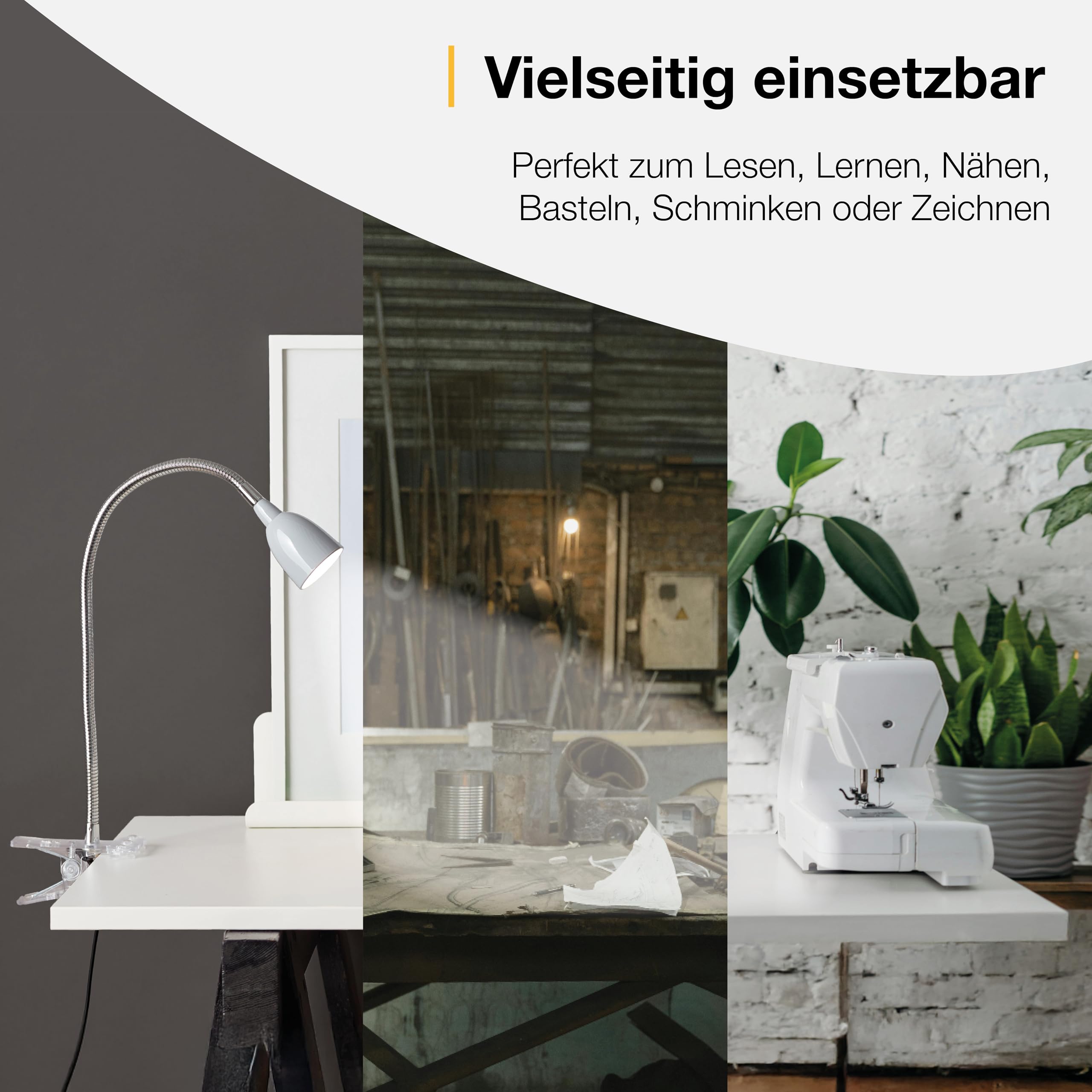 Brilliant Anthony LED lampa zaciskowa na biurko, 2,4 W, zintegrowana dioda LED, metal/tworzywo sztuczne, tytan G92936/11