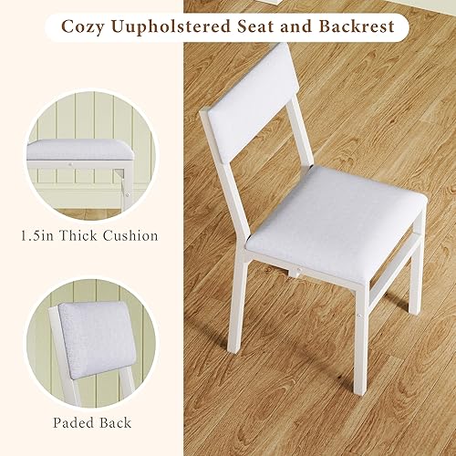 Miniatura 6 de Juego de mesa de comedor para 4, juego de sillas con cojín para cocina extensible de 4, mesa de comedor rectangular con marco de metal y tablero