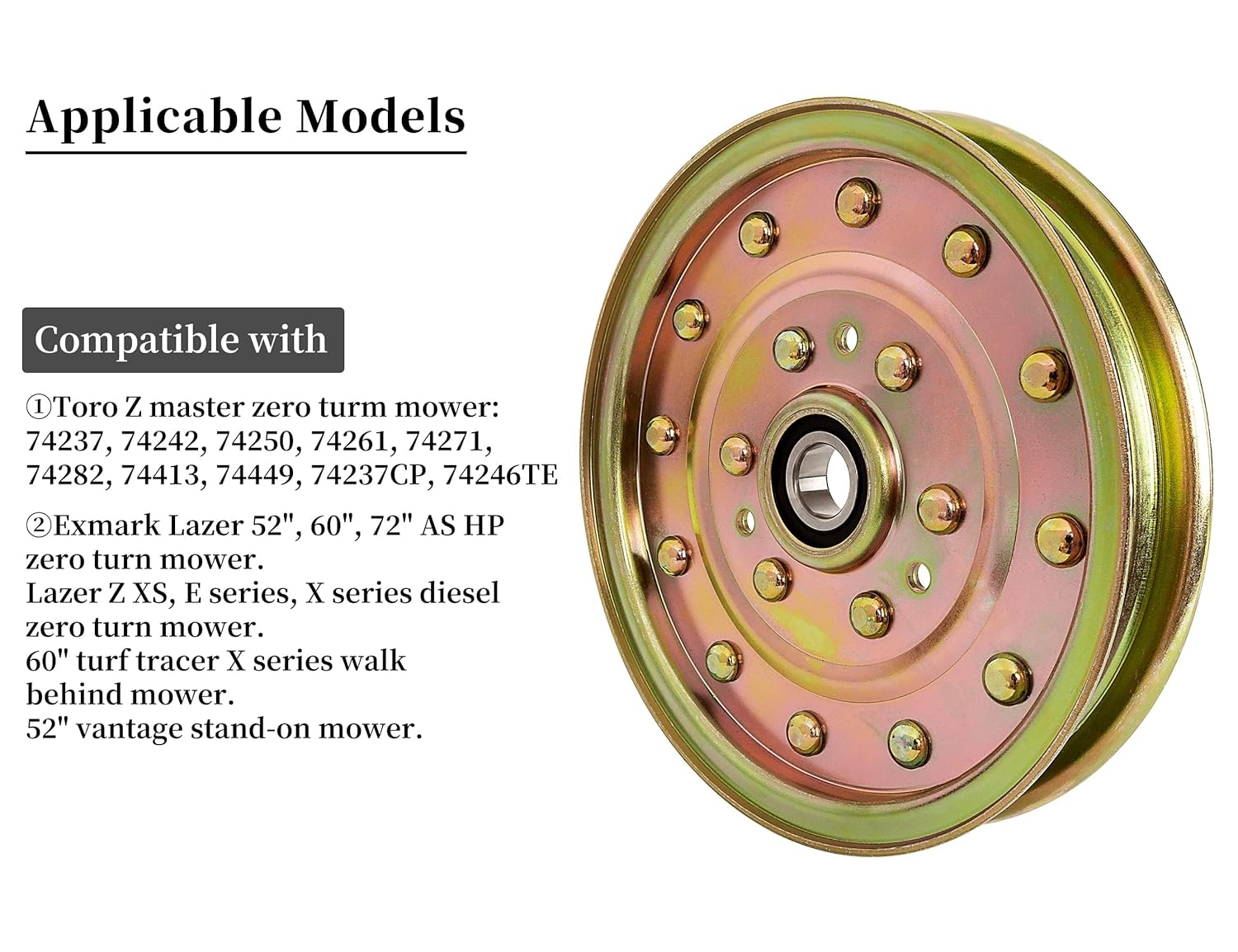 116-4667 Flat Idler Pulley for Ex Mark 52" 60" 72" Deck Lazer Z AS HP XS Zero Turn Mower, Toro 74413 Z Master Lawn Mower, Replacement Ex Mark Lazer Z Parts 116-4667, Riding Mower, 2 Pack