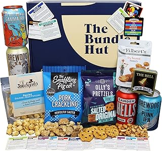 Craft Beer Gift Set Hamper for Men from The Bundle Hut: Pub in a Box Includes 4 Craft Beer Cans, Snacks and a Pub Quiz Game - Birthday Gift for Him, Beer Gift for Dad (Blue Box)