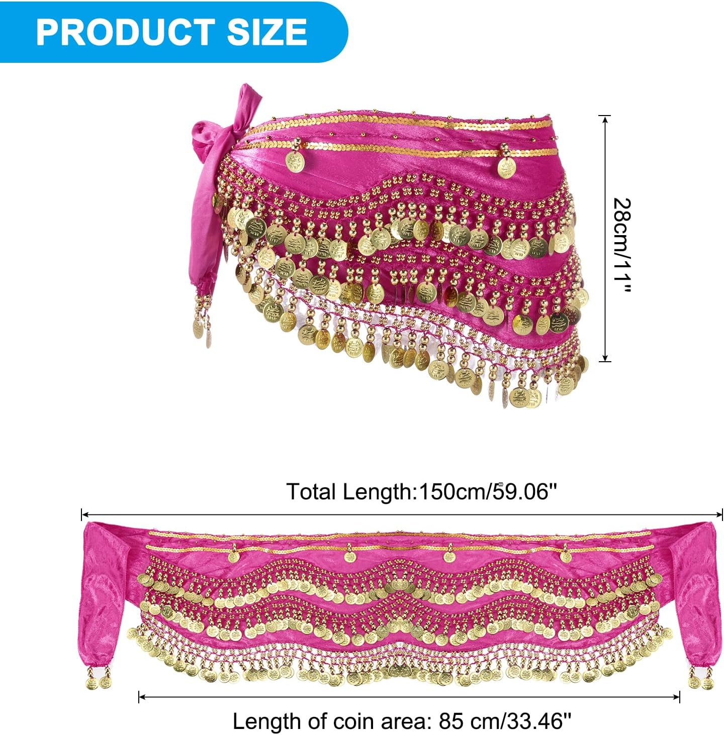 MECCANIXITY Belly Dance Hip Scarf Sequin - Image 3