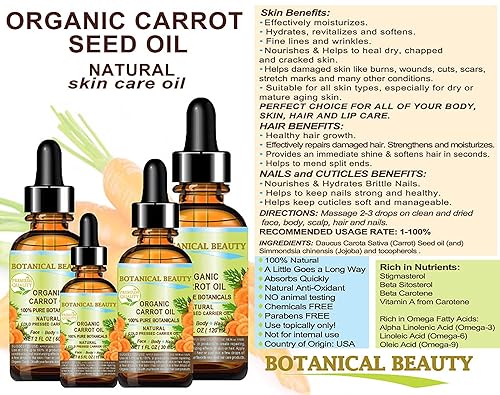 Miniatura 6 de Aceite de zanahoria orgánico 100% naturalpuro botánicoaceite portador prensado en frío 1 fl oz. -1.0 fl oz. Para el cuidado de la cara, el cuerpo,