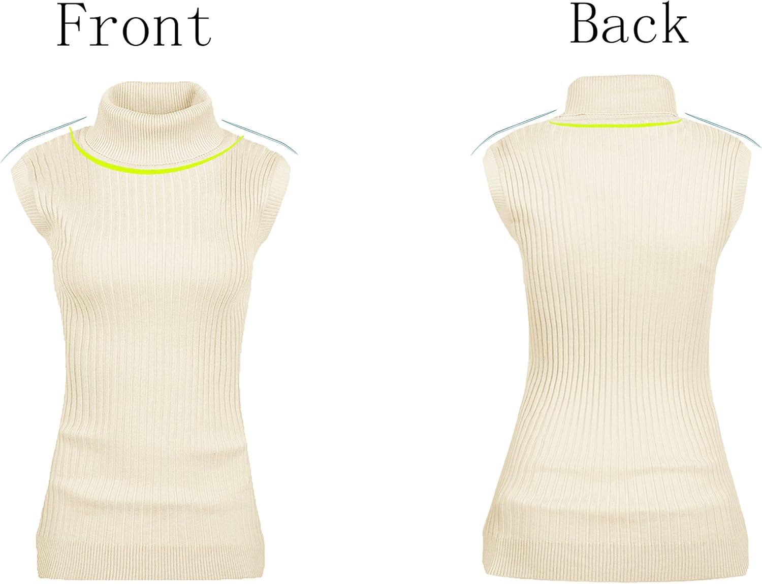 v28 Women Sleeveless High Neck Turtleneck Stretchable Knit Sweater Top - Image 4