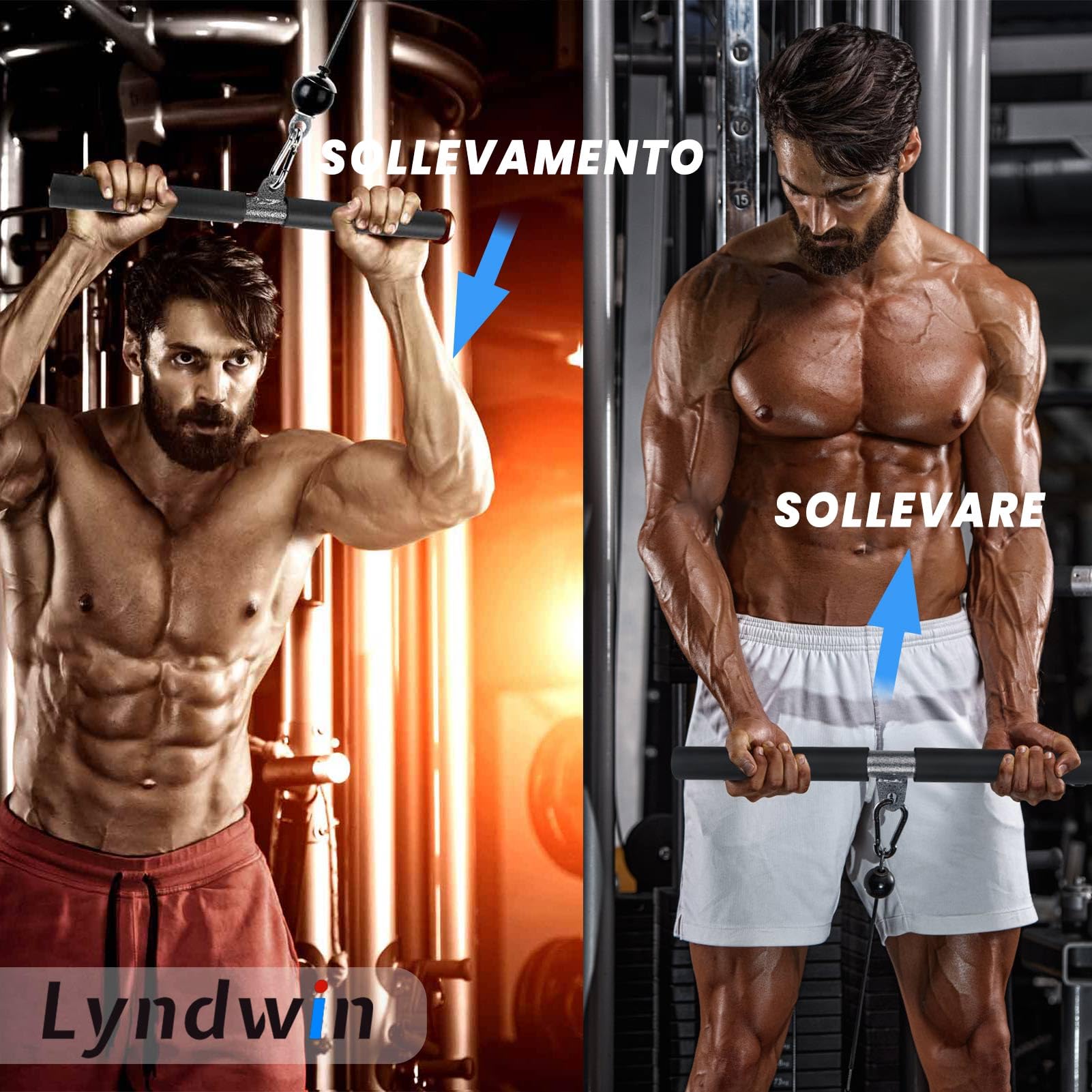 Puleggia Palestra Casa con Barra Dritta, Fitness Cavi Carrucola Palestra LAT Machine per Pull Down, Accessori Casa Attrezzi per Tricipiti Bicipiti Curl Allenamento