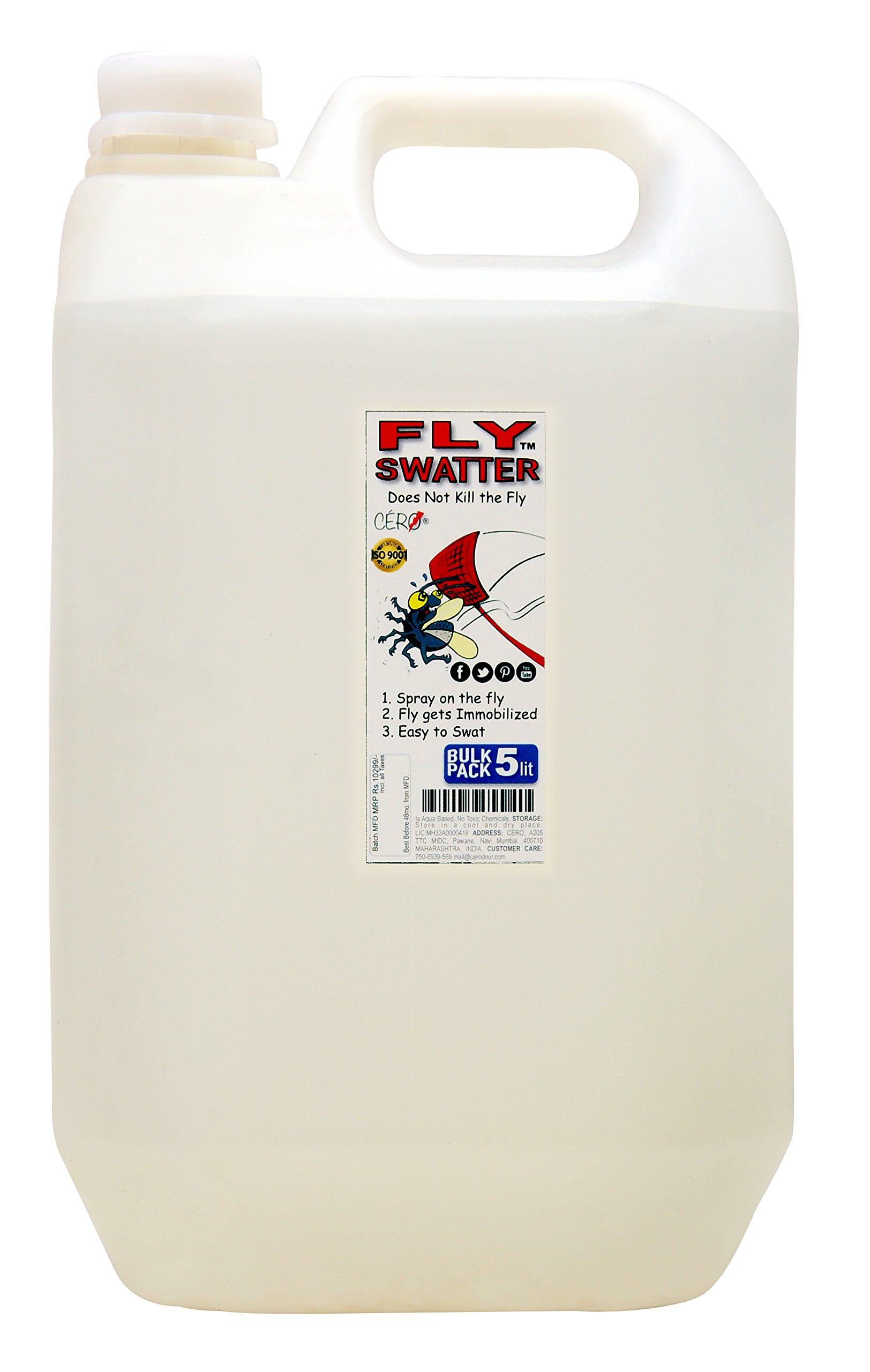 CERO FLY SWATTER Easiest Solution to House Flies, Makes flies slow and easy to Swat BULK REFILL (5 Lit)