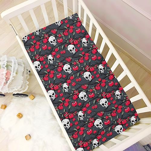 Miniatura 6 de Fitted Crib Sheets Gothic Skulls Cherry Baby Crib Sheets for Boy & Girl Toddler Mattress Sheets 21216122
