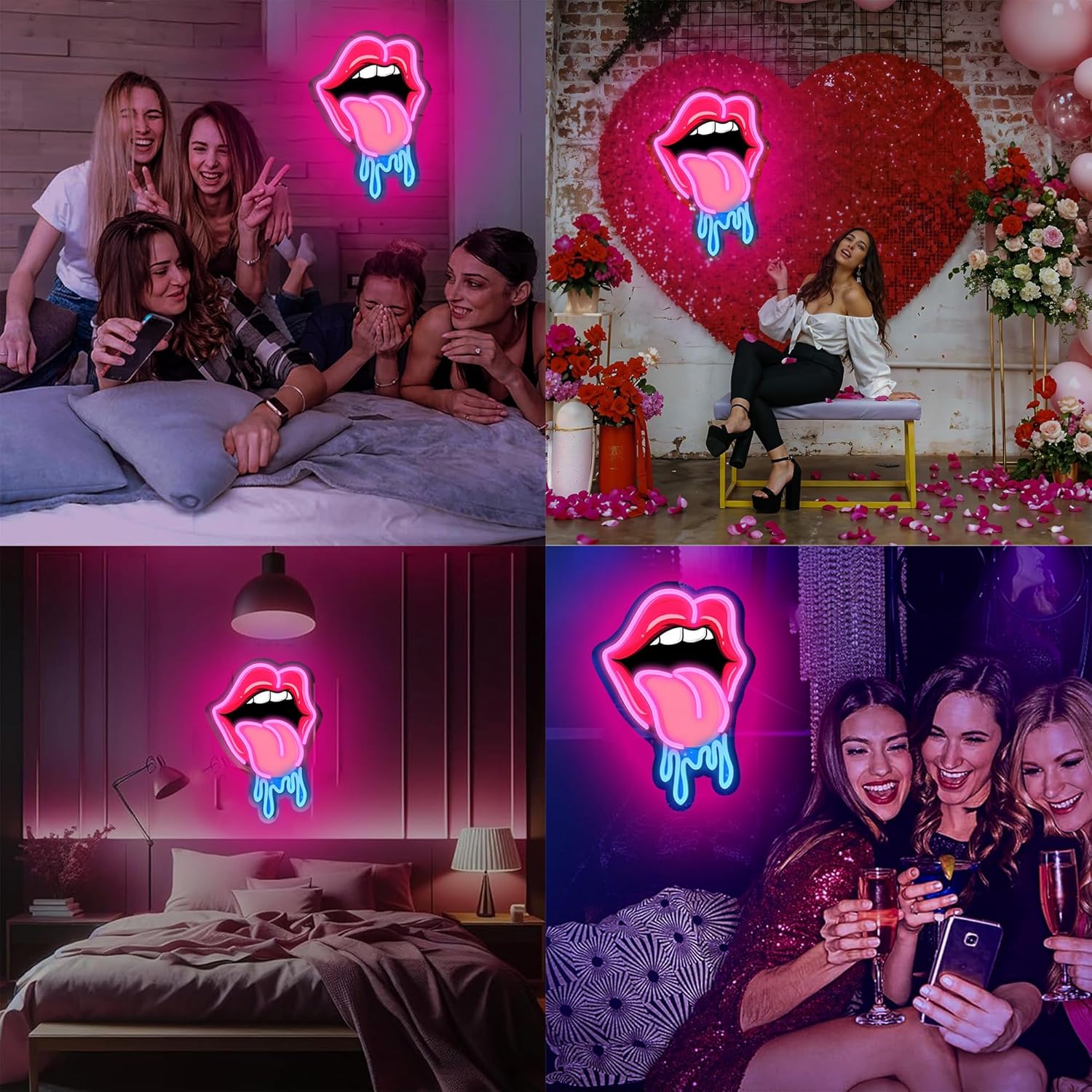 Lips Neon Sign Bar Neon Signs for Wall Decor USB Powered Sexy Neon Lips Light Signs for Bedroom Man Cave Game Room Decor 15″×10.6″ - Image 7
