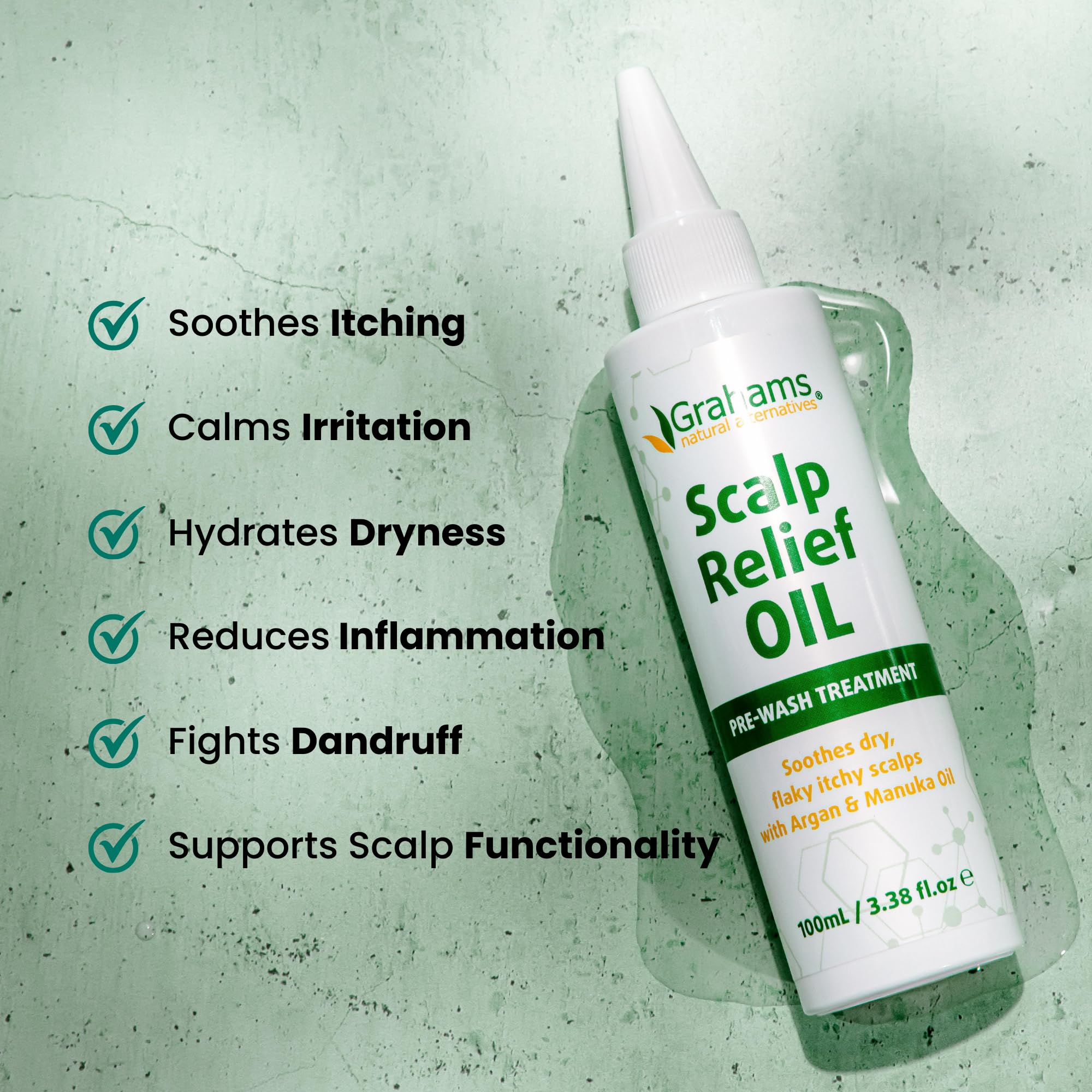 Grahams Natural Scalp Relief Oil, for Dry Itchy & Flaky Scalp Psoriasis, Seborrheic Dermatitis & Dandruff Treatment - Image 2