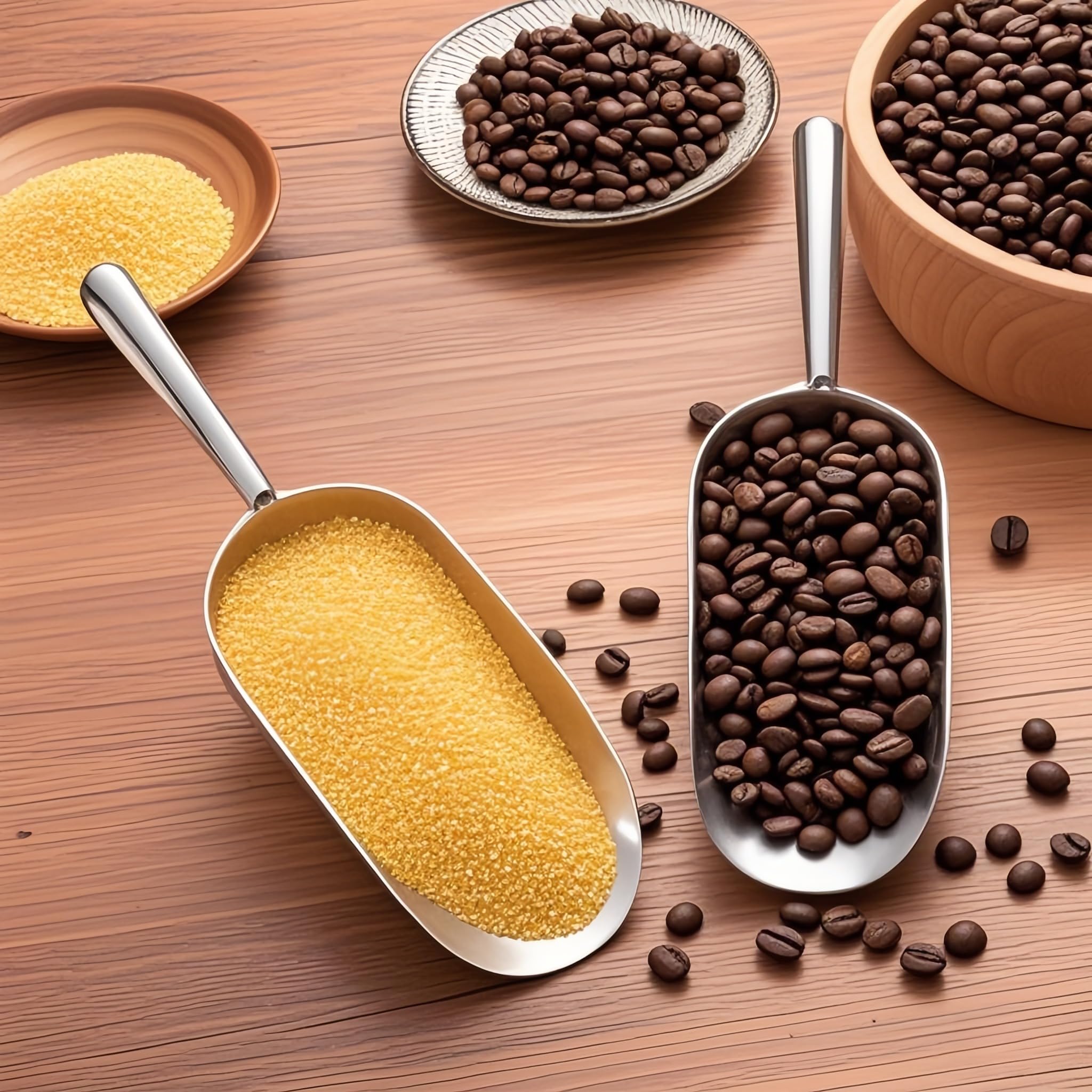 Heavy-Duty Cast Aluminum Kitchen Scoop - Rust-Proof, Ergonomic S-Handle Ice Cube Endurance Scoopfor Ice, Candy, Popcorn, Coffee Beans, Flour & Pet Food - Commercial-Grade Durable Design (XL?38oz?)