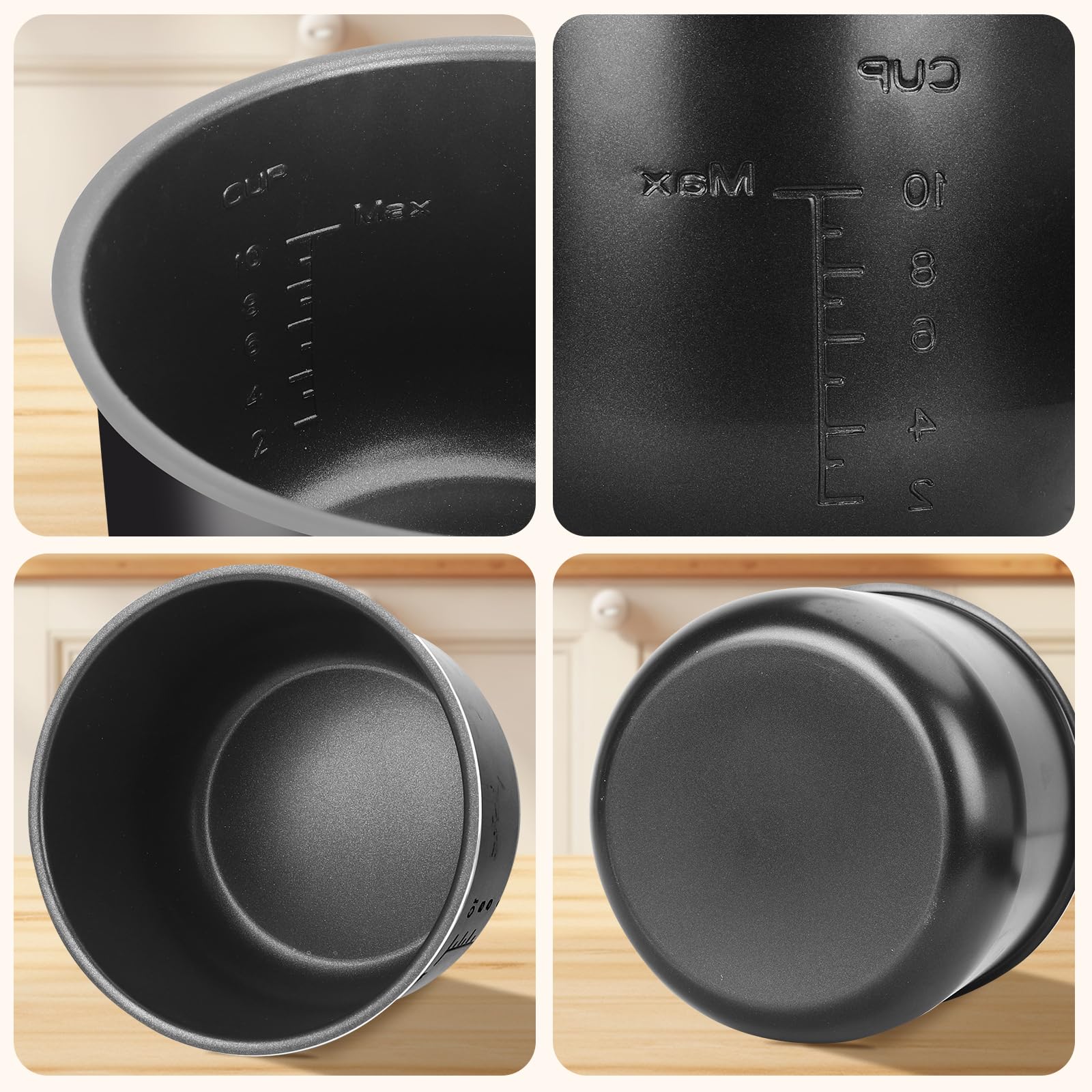 Aigostar Olla de Cocción Interior Presuure Cooker 5,5 litros, Interior con Revestimiento Antiadherente, Olla Arrocera, para Aigostar Slow Cooking(Panda), Negro