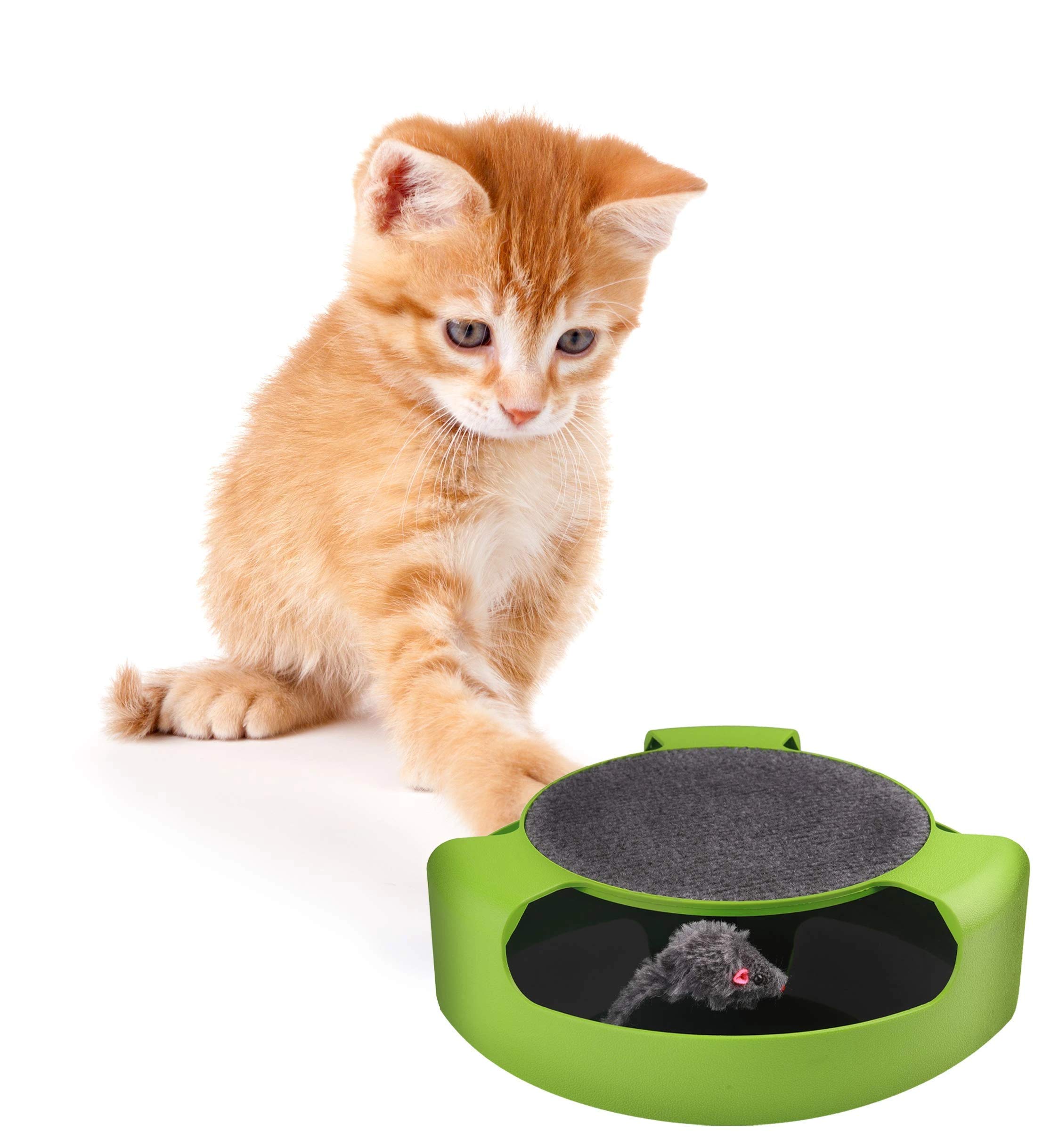 Pets First Katzenspielzeug mit Maus, drehbar, Maus-Spielzeug für Katzen