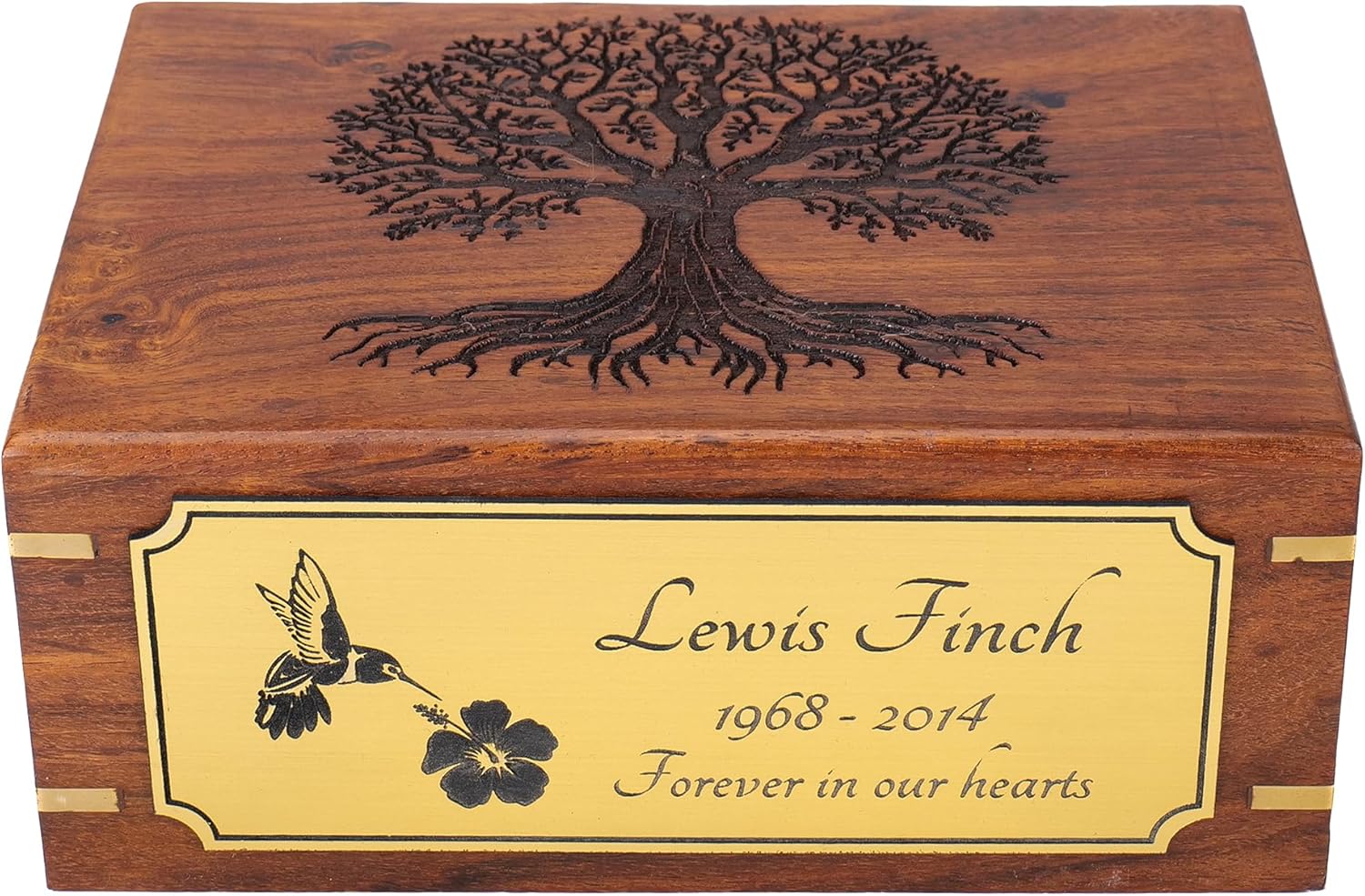 Personalized Cremation Urn for Human & Pet Ashes, Tree of Life Wooden Memorial Urns Box for Adults, Male/Female, Funeral Burial Urn, Custom Sizes S - XL (40–250 lbs Capacity) - Handmade Wood Urns