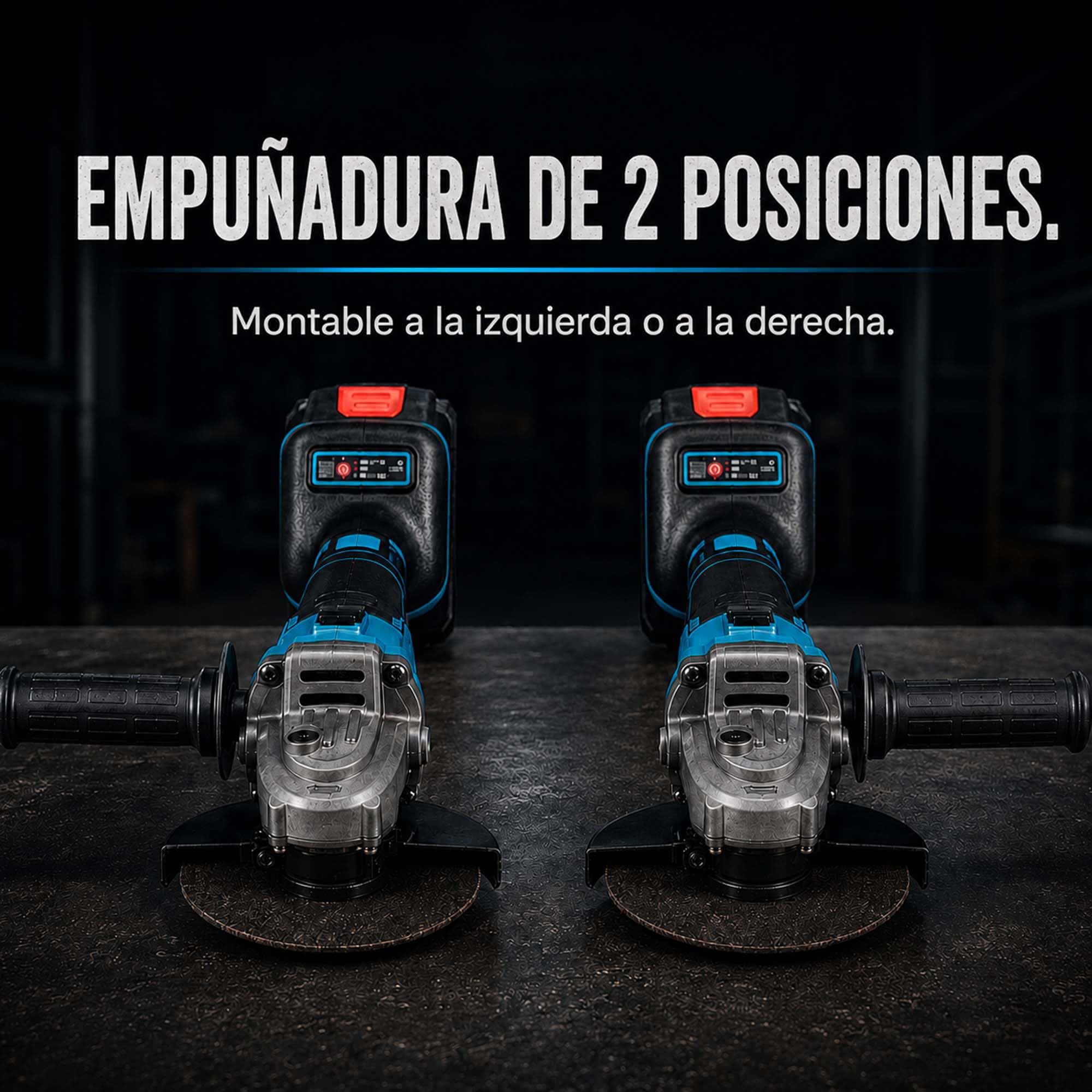 Amoladora angular inalámbrica 125 mm, amoladora brushless 10000 rpm con 2 baterías de 4,0 Ah y cargador, para metal, piedra y azulejos, con maletín