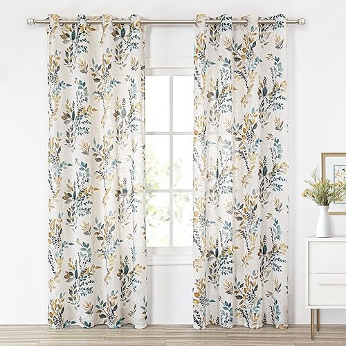 Miniatura 2 de MYSKY HOME Cortinas florales de 84 pulgadas de largo